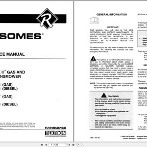 Ransomes Greens Mower G Plex II Diesel Gas Petrol Parts Maintenance Manual 844096 2000 (1)