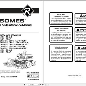 Ransomes Mower AR250 Setup Parts Maintenance Manual 2720369 2001 (1)