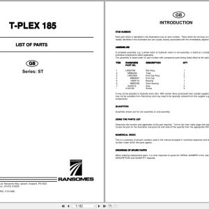 Ransomes Ride on Mower T Plex 185 Parts List 24002G (1)