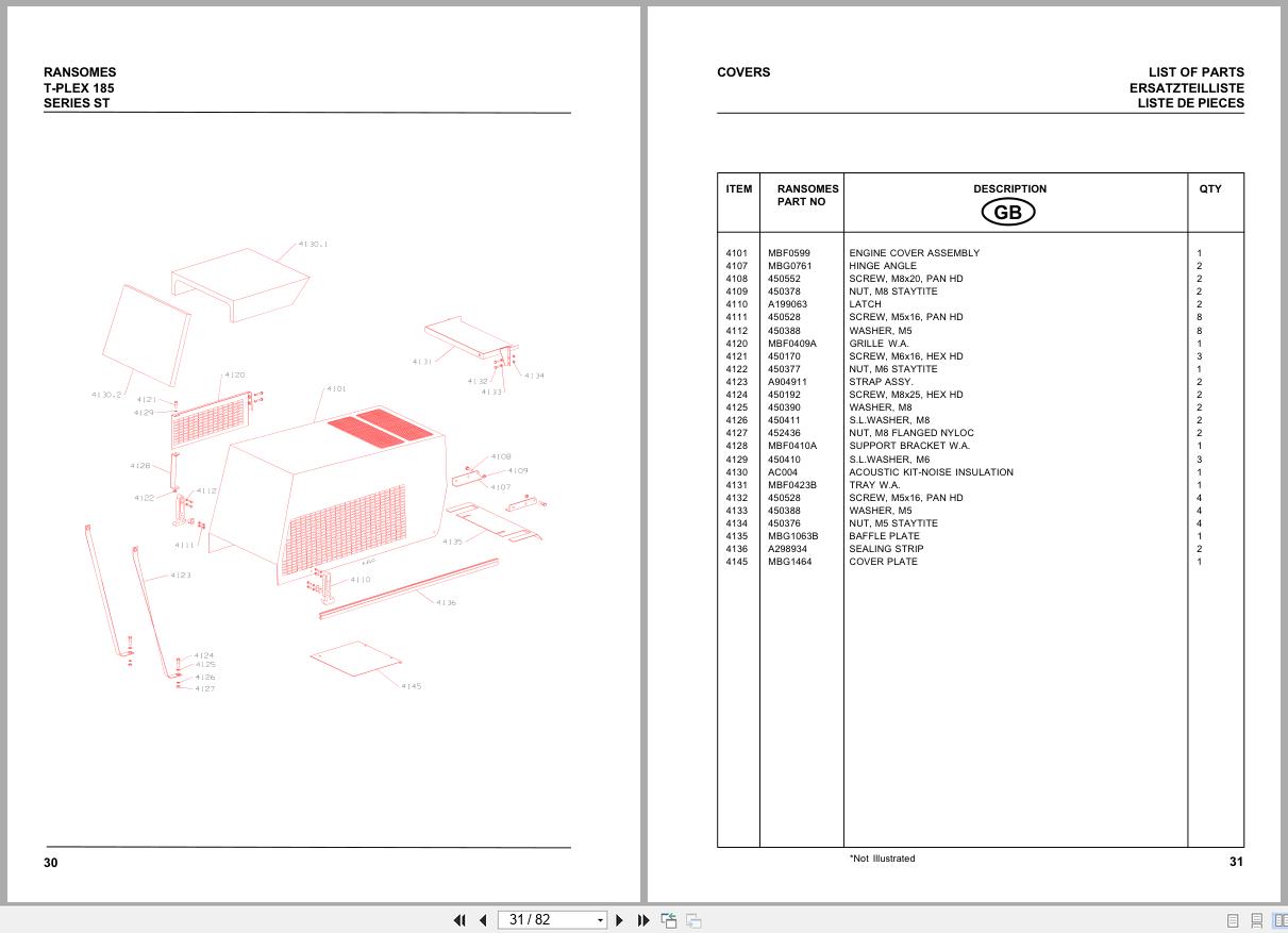 Ransomes Ride on Mower T Plex 185 Parts List 24002G (2)
