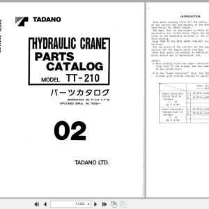 Tadano Crane TT 210 1 Parts Catalog TT 210 1 P 02 EN JP 1