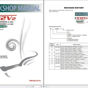 Takeuchi TL12R2 Track Loader Workshop Manual WETL12V E Xc PDF 1