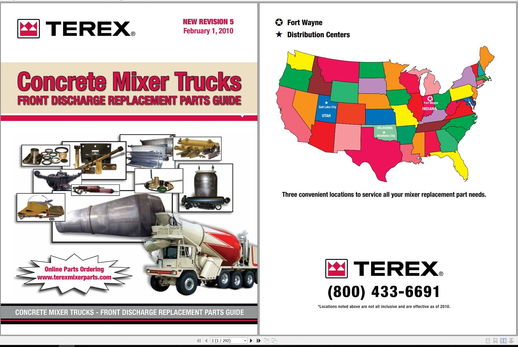 Terex Concrete Mixer Trucks Parts Manual 30947 FDPB 2010 1