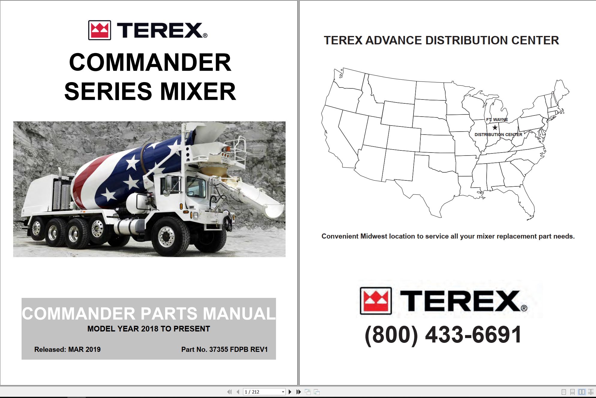 Terex Mixer Commander Series Parts Manual 37355 FDPB 2019 1