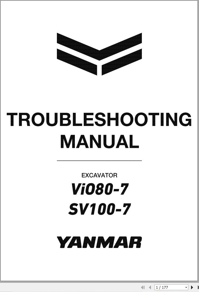 Yanmar Excavator ViO80 7 SV100 7 Troubleshooting Manual 0BKB3 EN0420 1