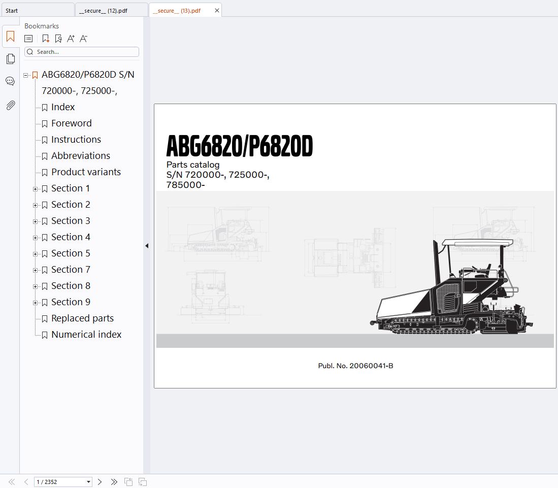 Ammann Pavers BG6820 P6820D Spare Parts Catalog 20060041 B 1