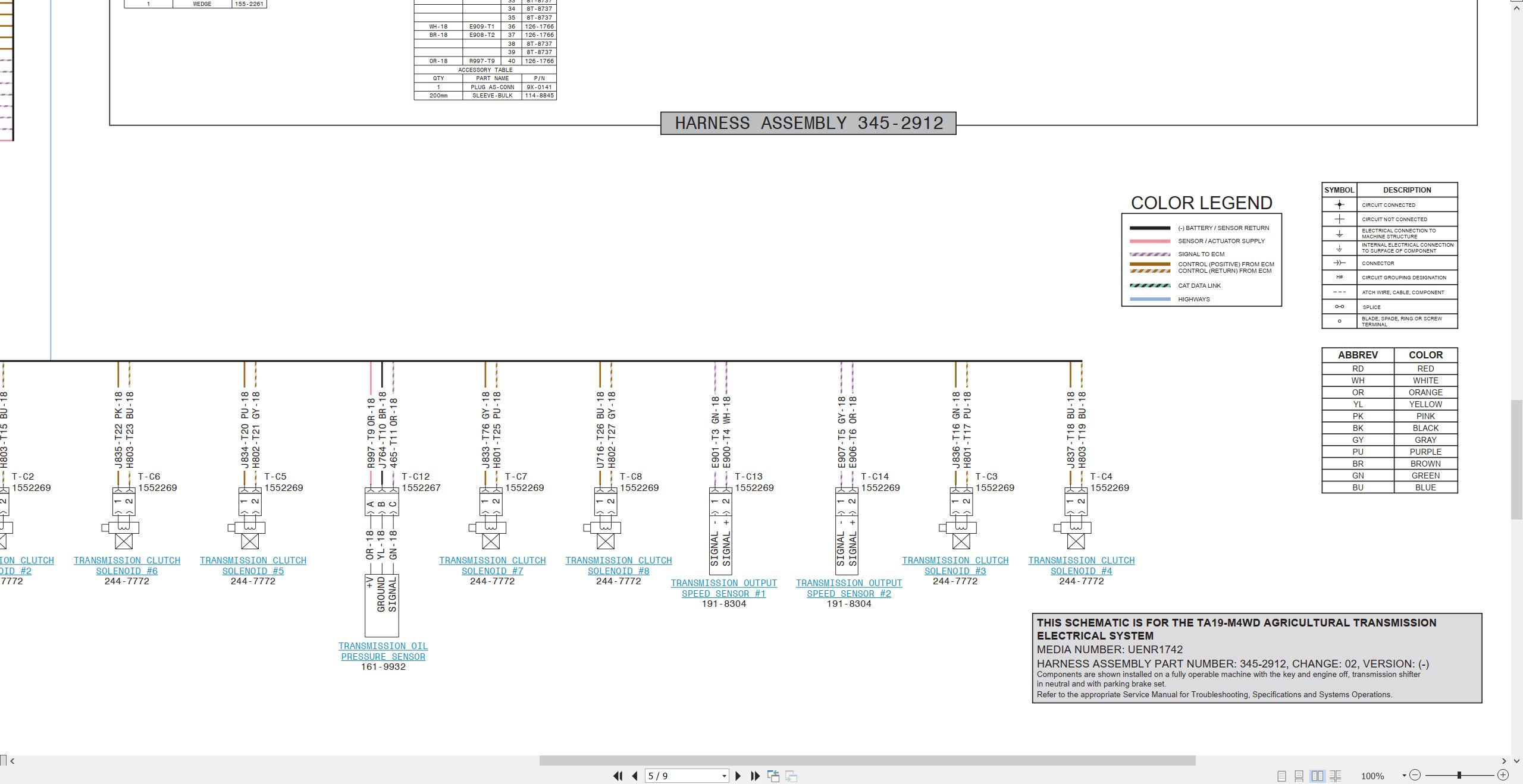 CAT Agricultural Transmission TA19 M4WD Electrical Schematic UENR1742 00 2011 (2)