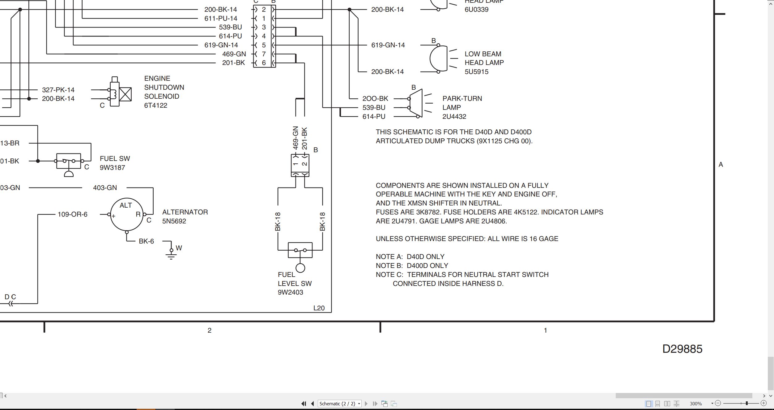 CAT Articulated Dump Trucks D40D D400D Electrical Schematic SENR8208 00 1990 (2)