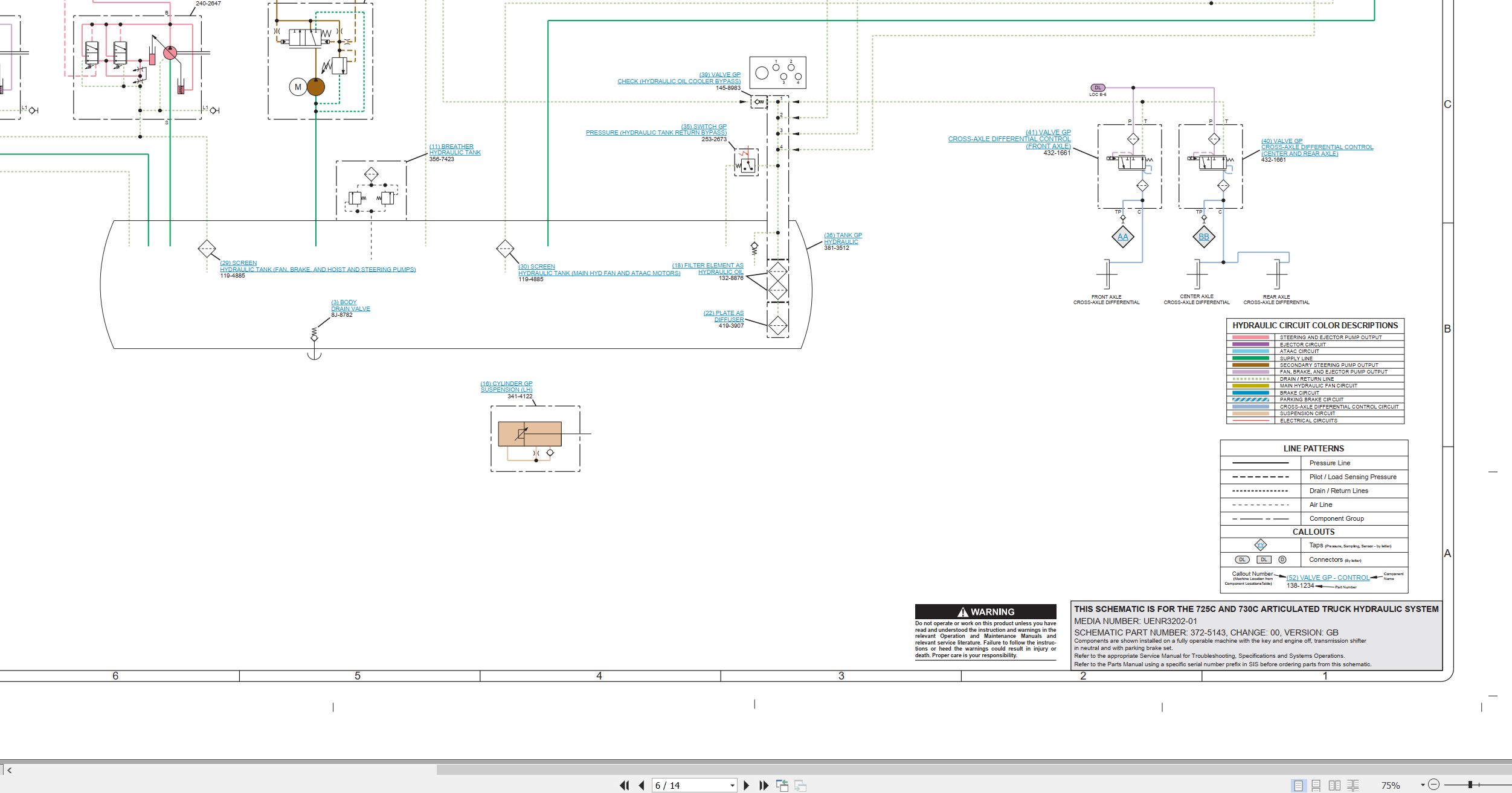 CAT Articulated Truck 725C Electrical Hydraulic Schematic (2)