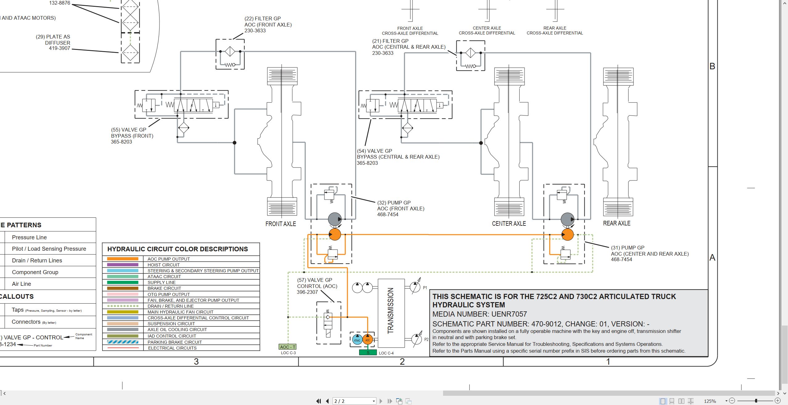 CAT Articulated Truck 725C2 Electrical Hydraulic Schematic (2)