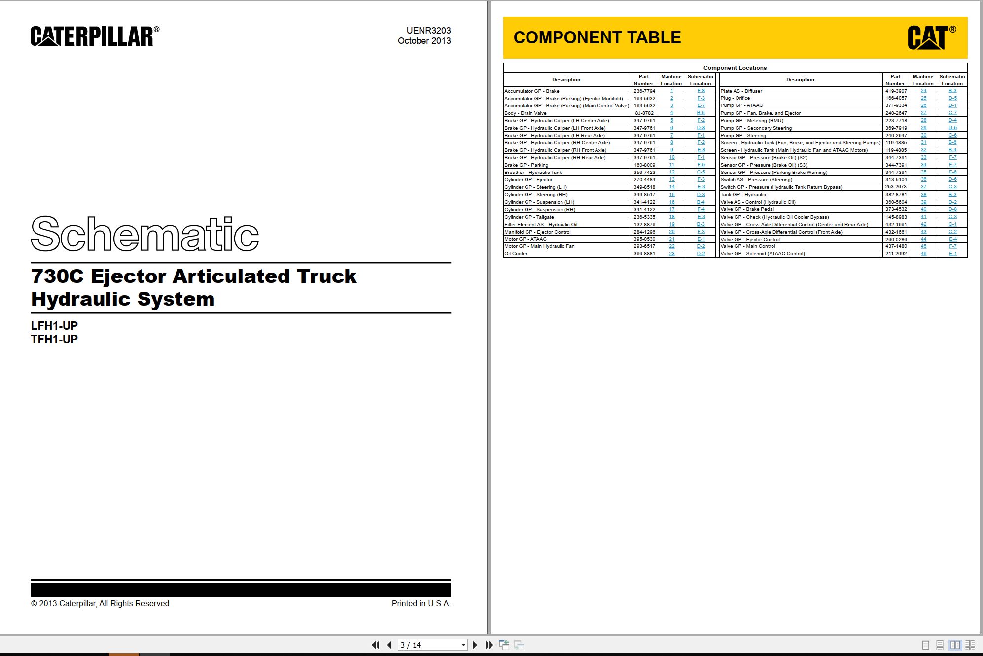 CAT Articulated Truck 730C Ejector Electrical Hydraulic Schematic (1)