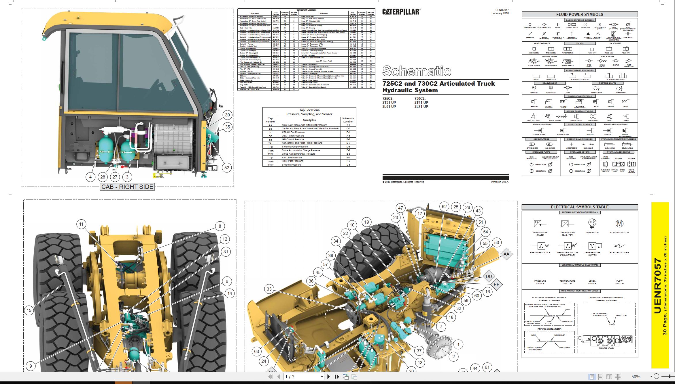 CAT Articulated Truck 730C2 Electrical Hydraulic Schematic (1)