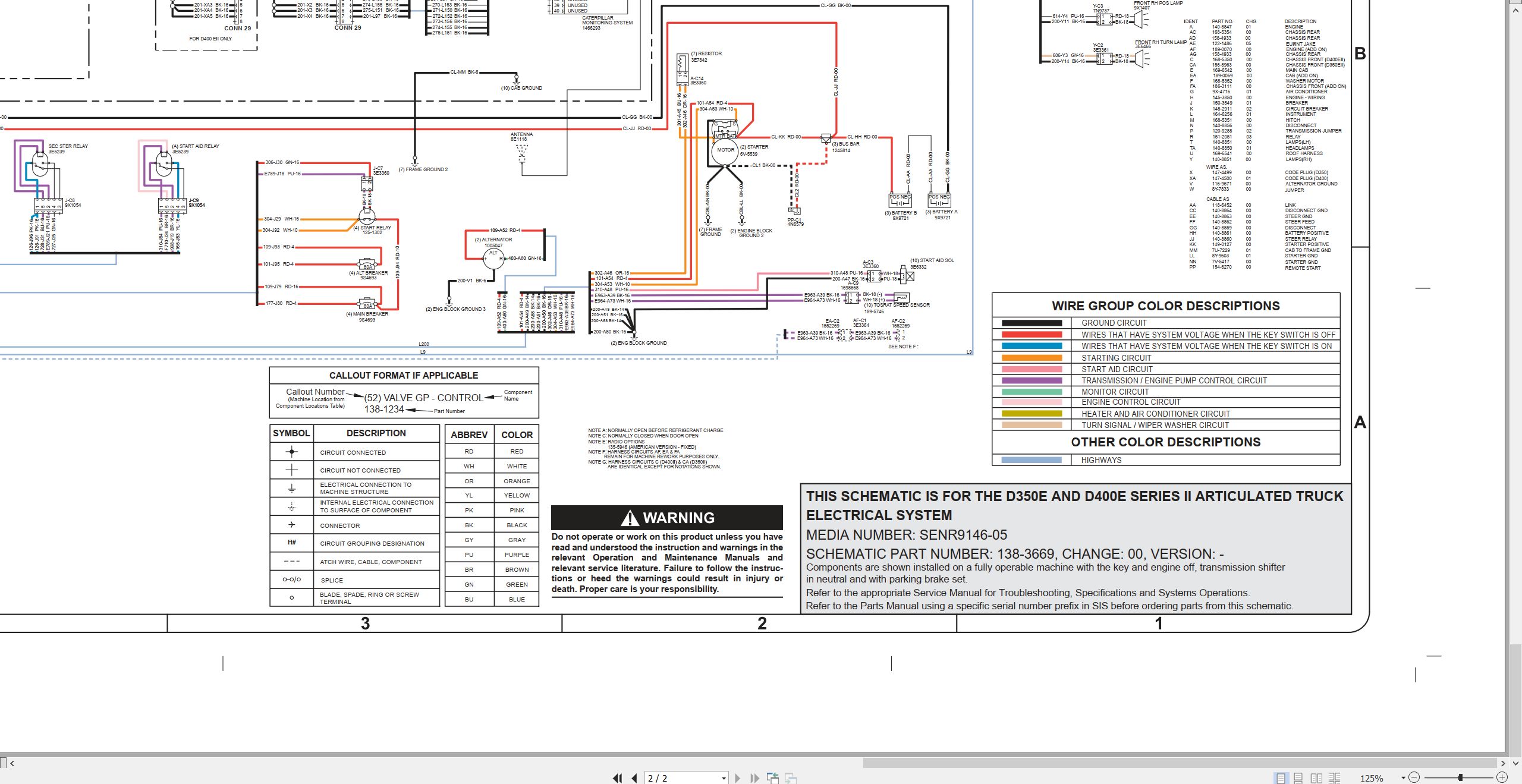 CAT Articulated Truck D400E II Electrical Hydraulic Schematic (2)