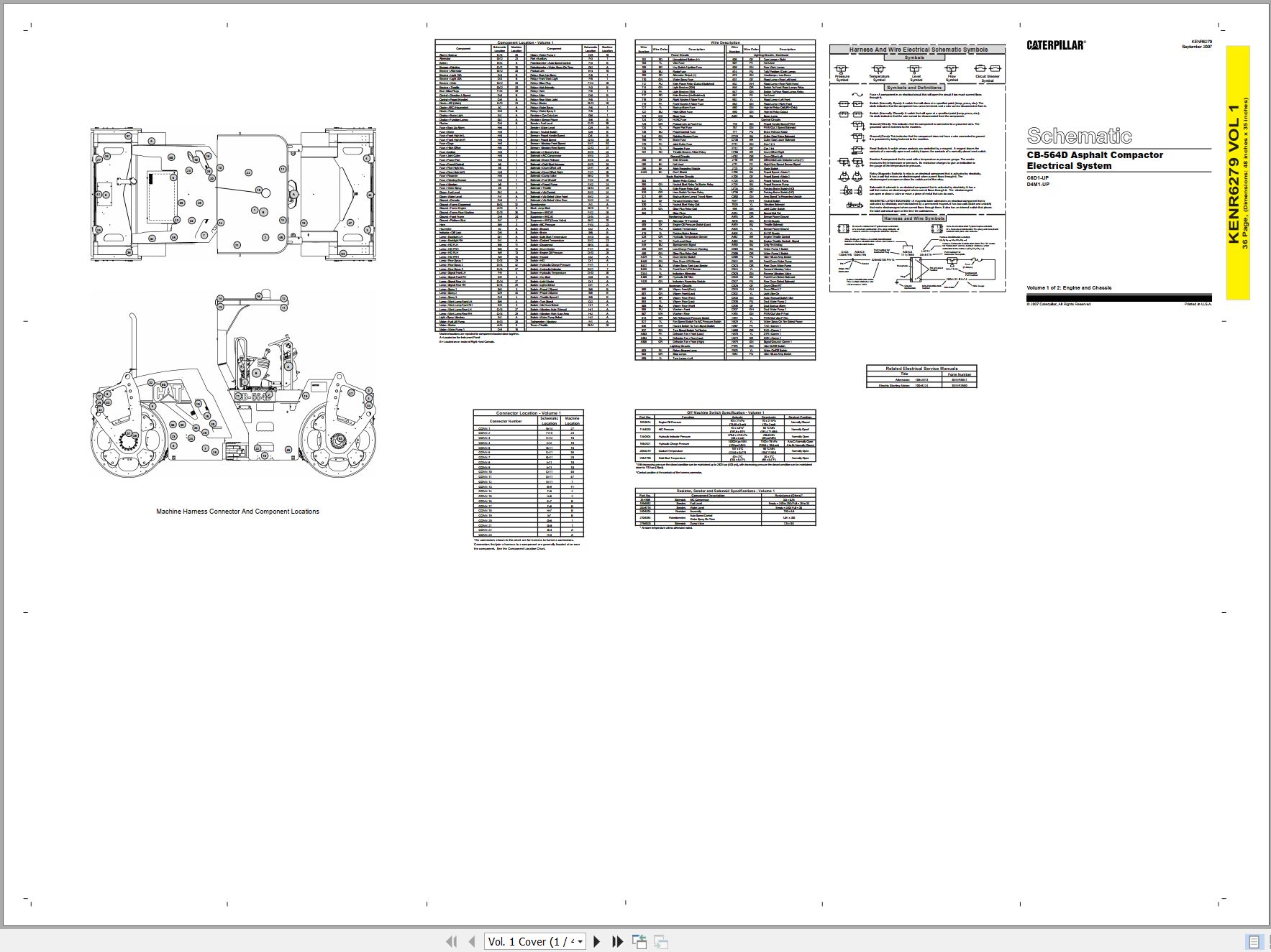 CAT Asphalt Compactor CB 564D Electrical Hydraulic Schematic (1)