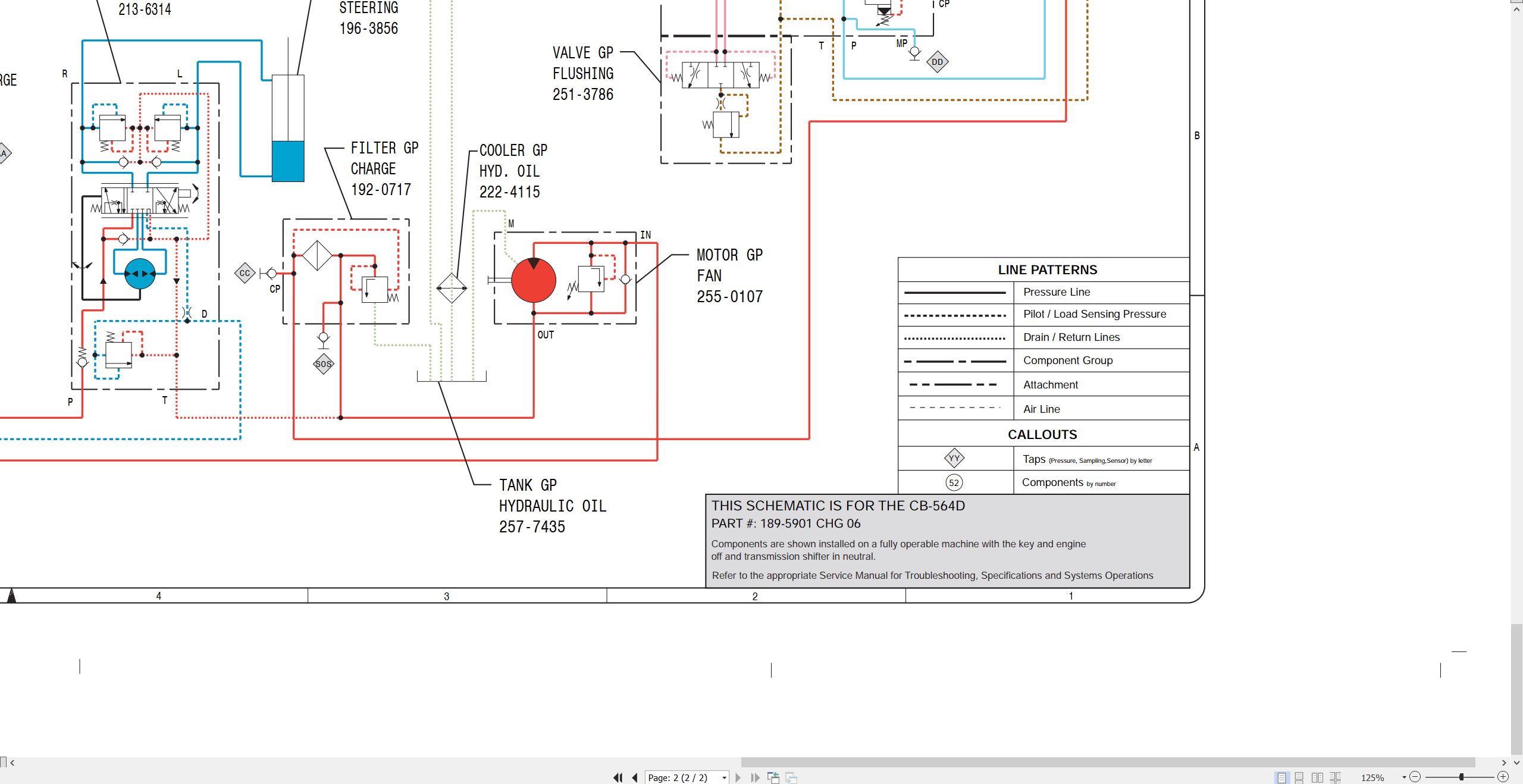 CAT Asphalt Compactor CB 564D Electrical Hydraulic Schematic (3)