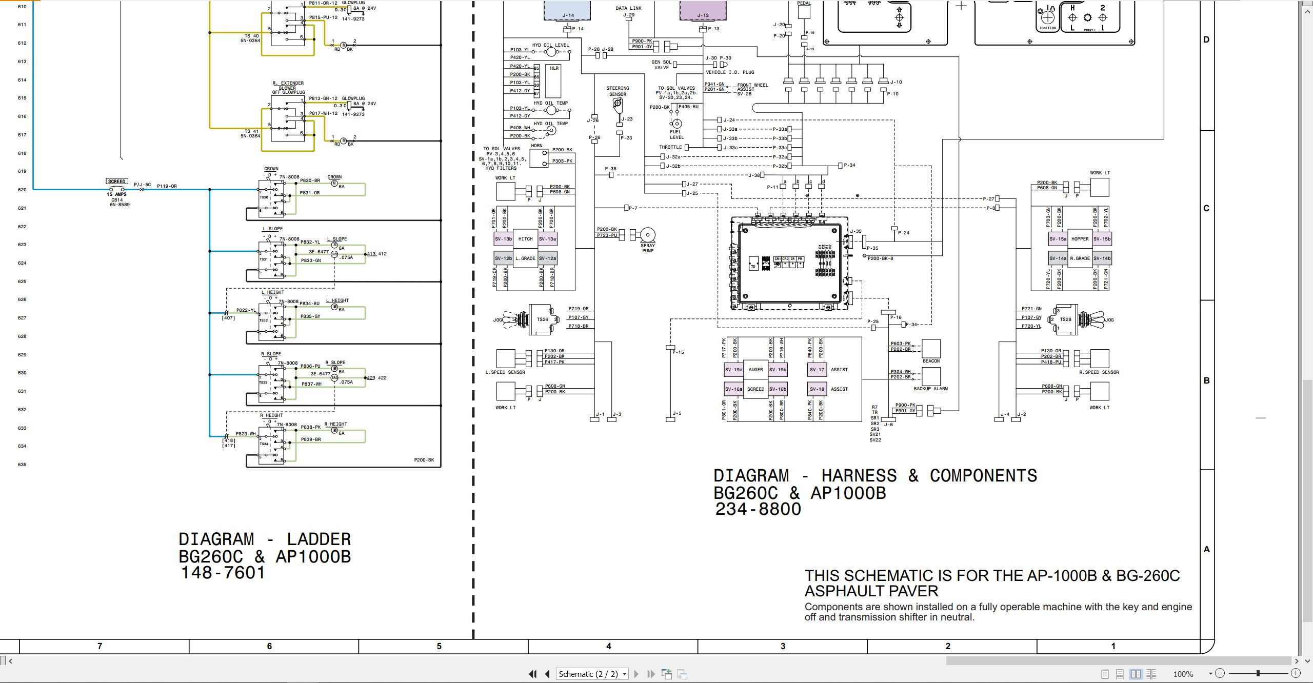 CAT Asphalt Paver AP 1000B Electrical Hydraulic Schematic (3)