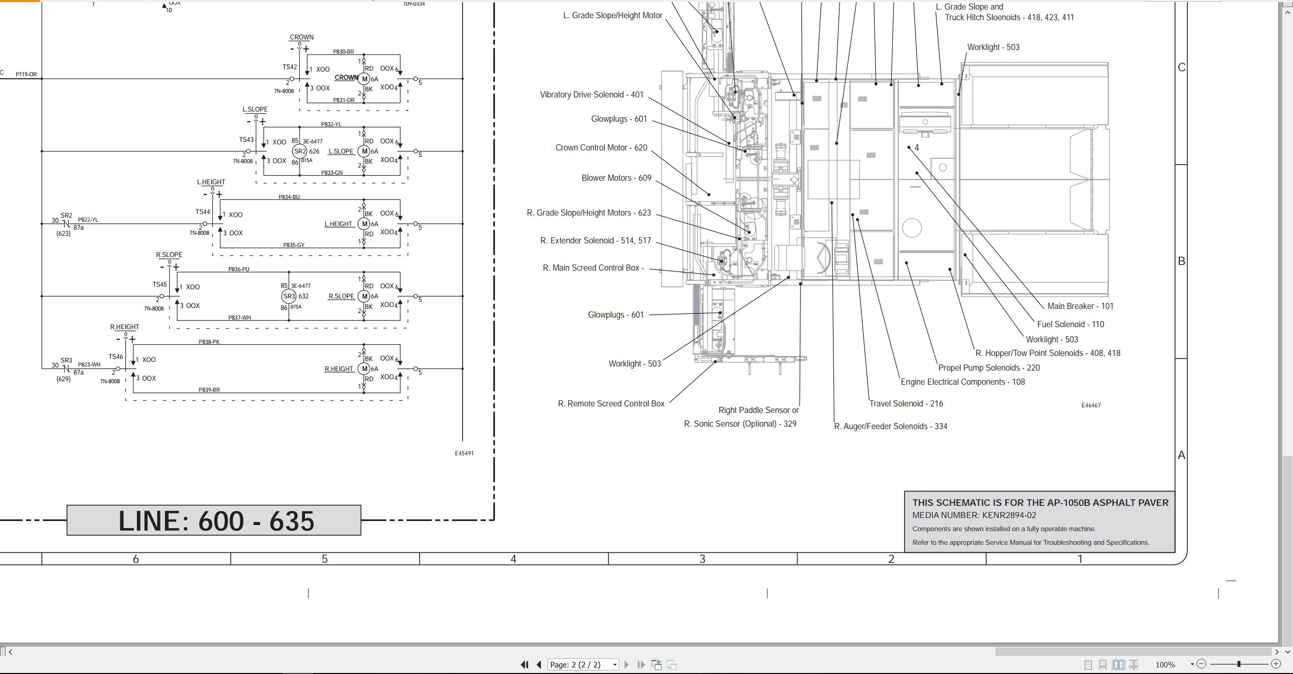 CAT Asphalt Paver AP 1050B Electrical Schematic KENR2894 02 2008 (2)