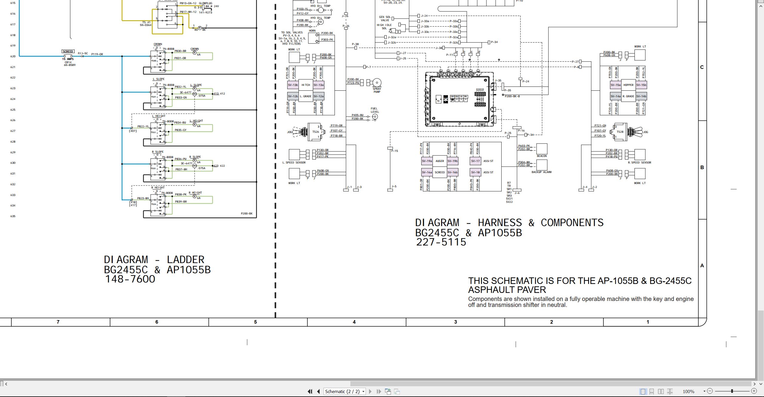 CAT Asphalt Paver AP 1055B Electrical Hydraulic Schematic (2)