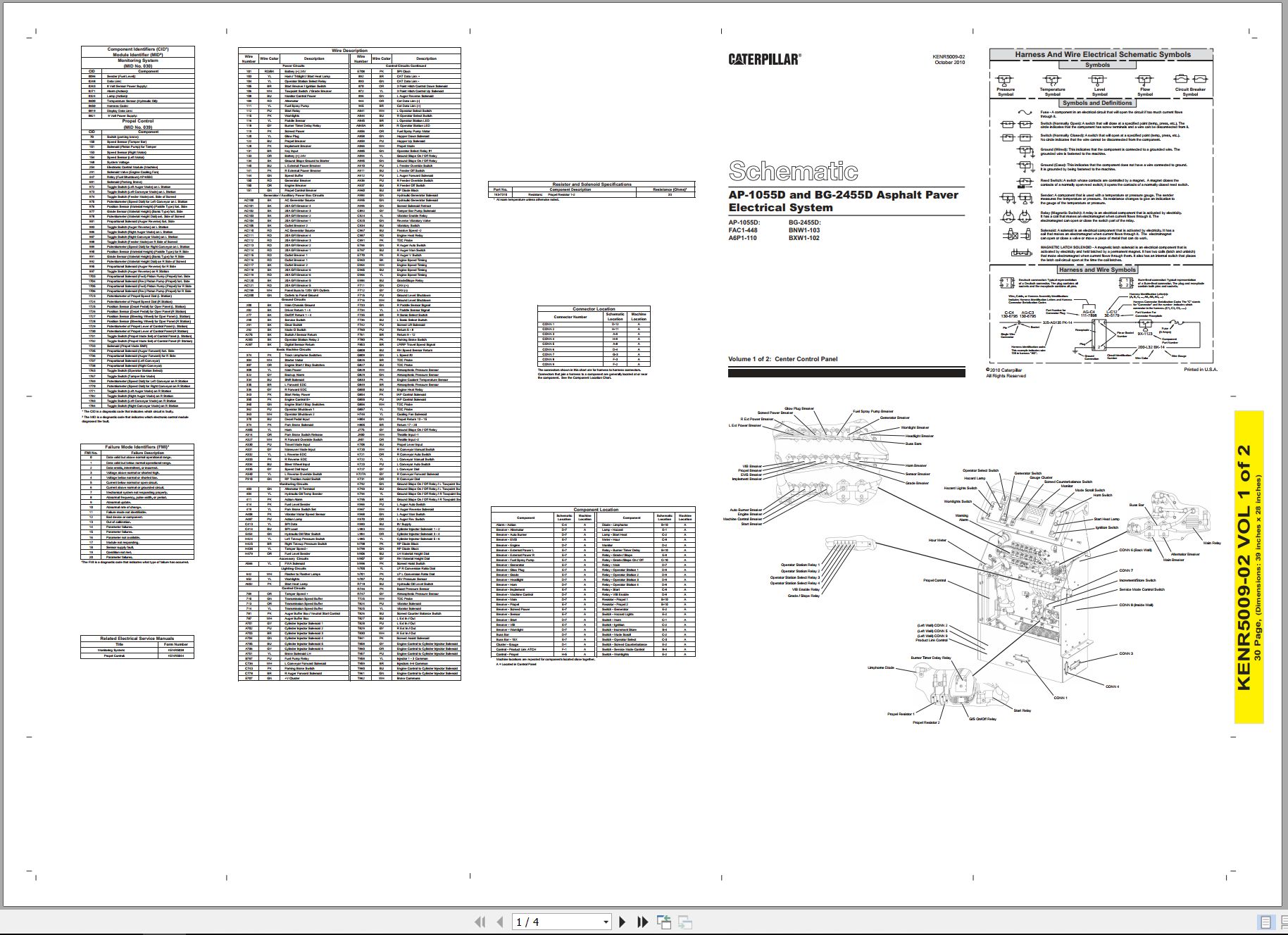 CAT Asphalt Paver AP 1055D Electrical Hydraulic Schematic (1)