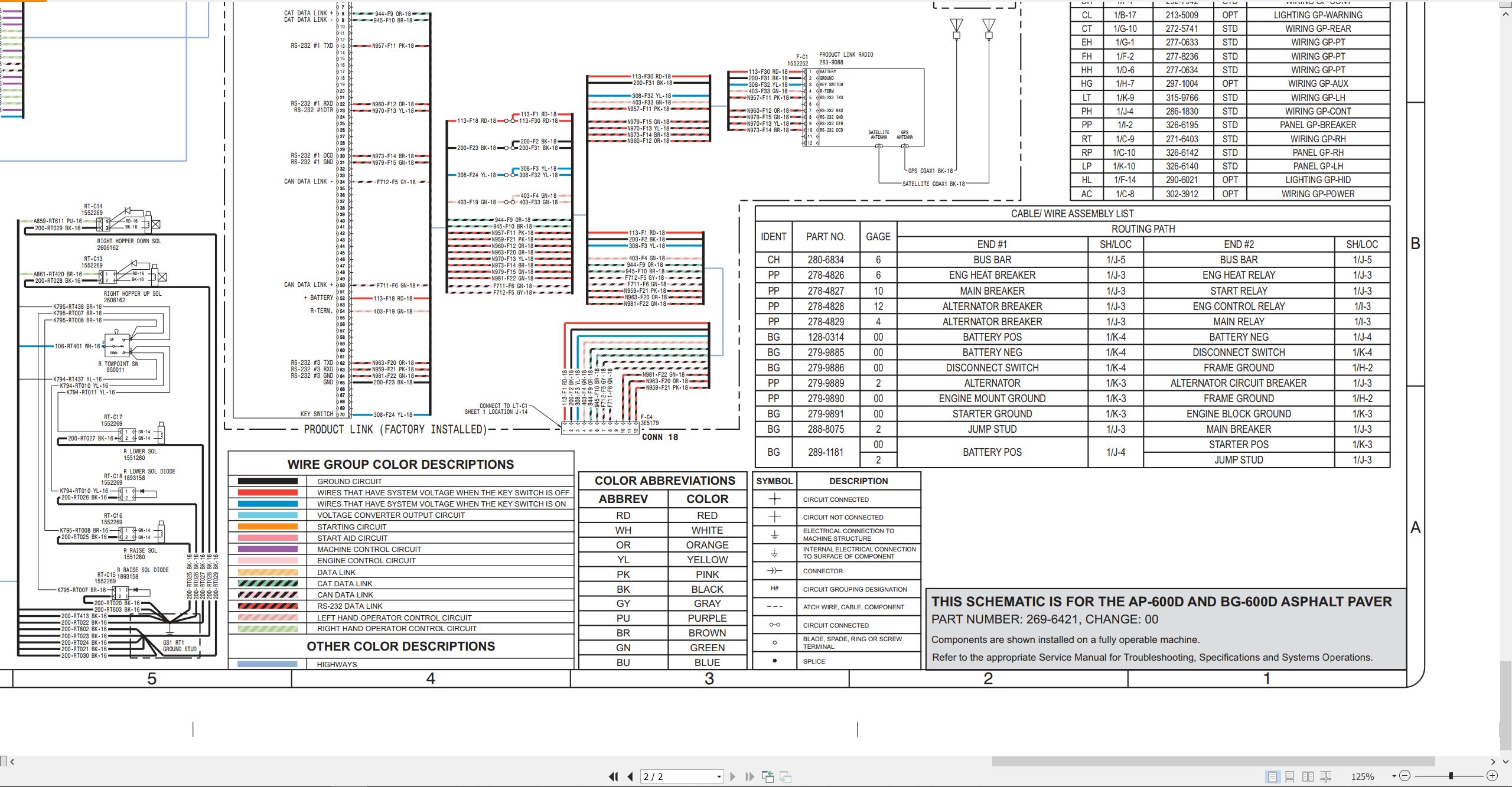 CAT Asphalt Paver AP 600D Electrical Schematic (2)