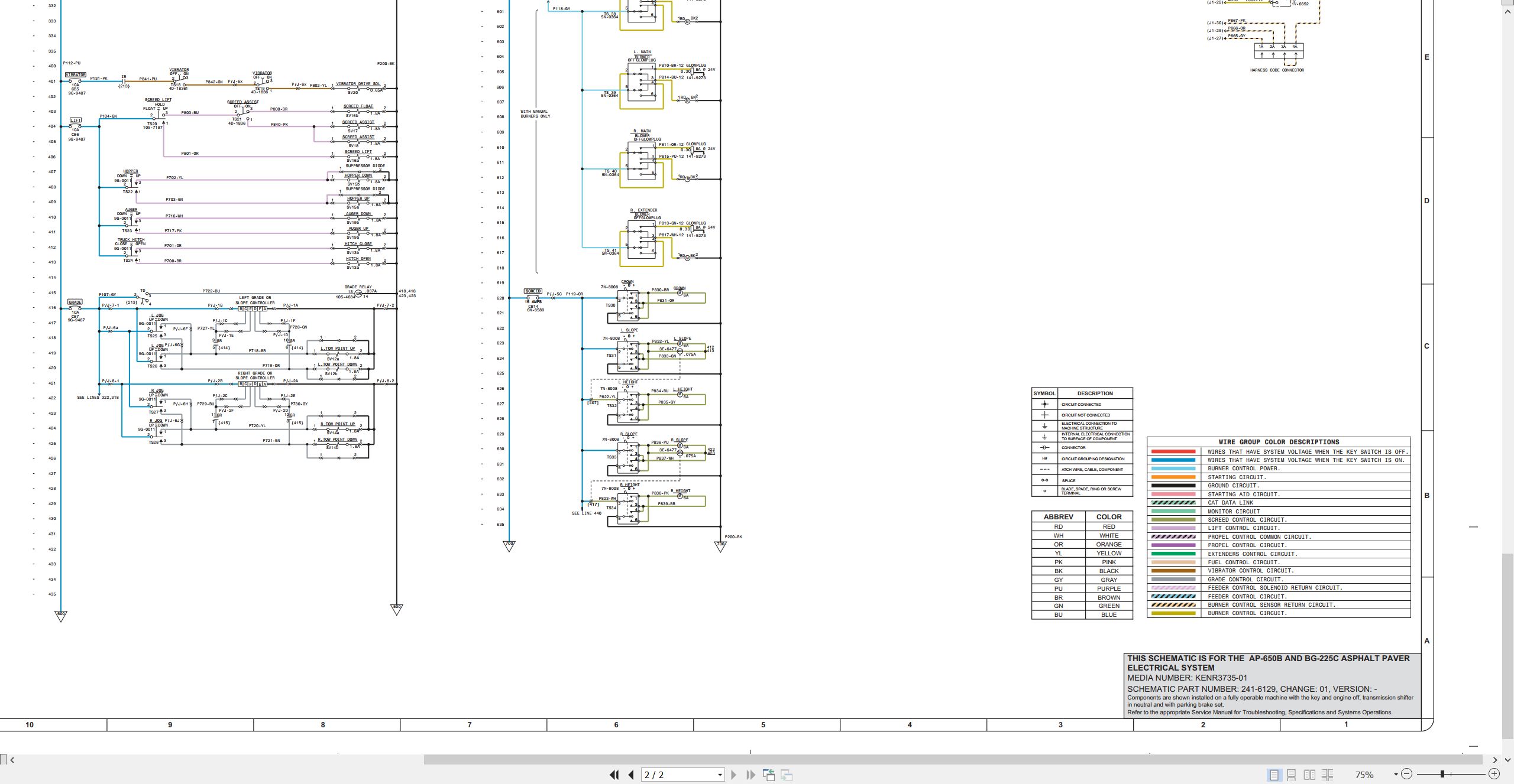CAT Asphalt Paver AP 650B Electrical Hydraulic Schematic (2)