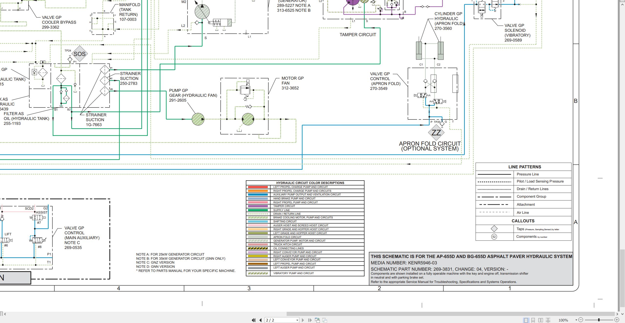 CAT Asphalt Paver AP 655D Electrical Hydraulic Schematic (3)