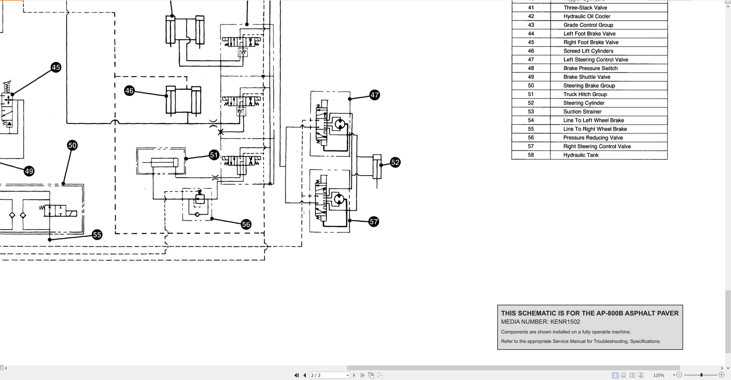 CAT Asphalt Paver AP 800B Hydraulic Schematic KENR1502 00 1990 (2)