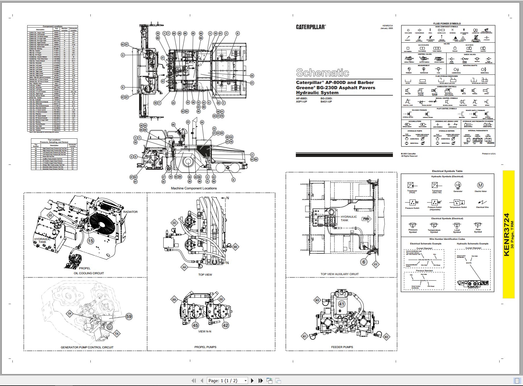 CAT Asphalt Paver AP 800D Electrical Hydraulic Schematic (1)