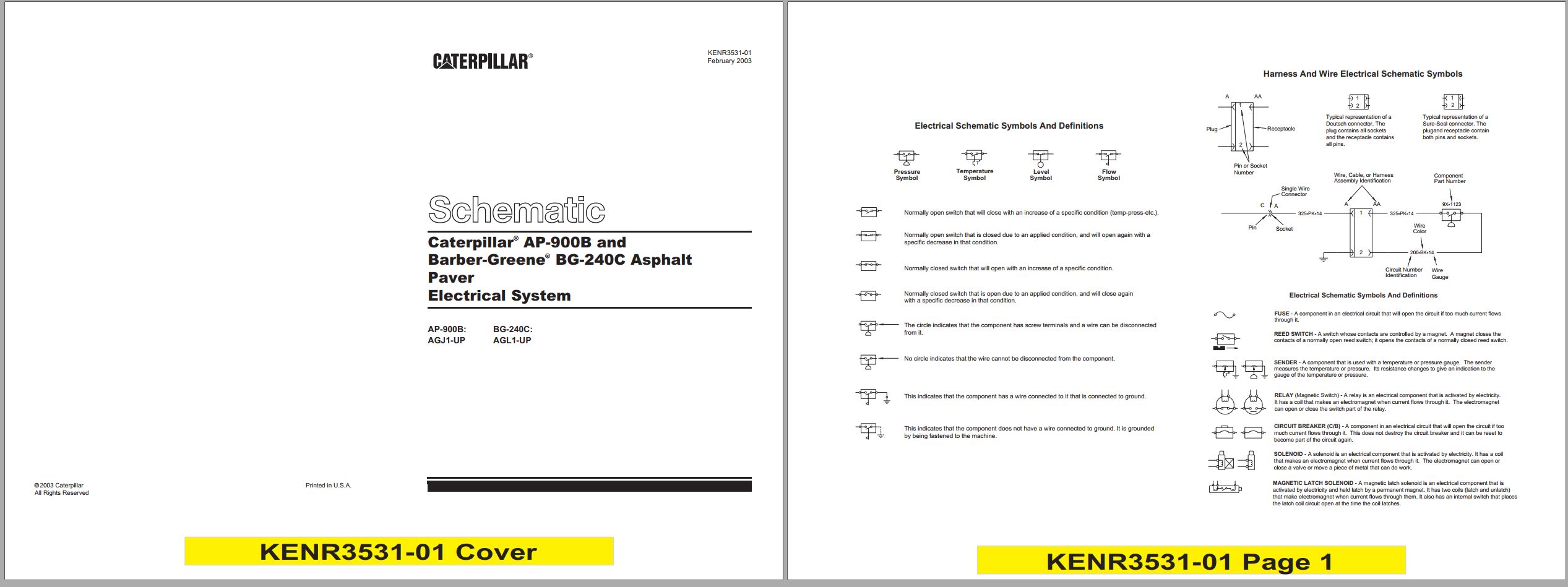 CAT Asphalt Paver AP 900B Electrical Hydraulic Schematic (1)