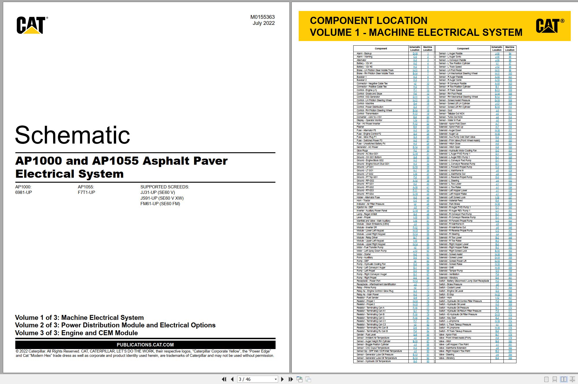 CAT Asphalt Paver AP1000 Electrical Hydraulic Schematic (1)