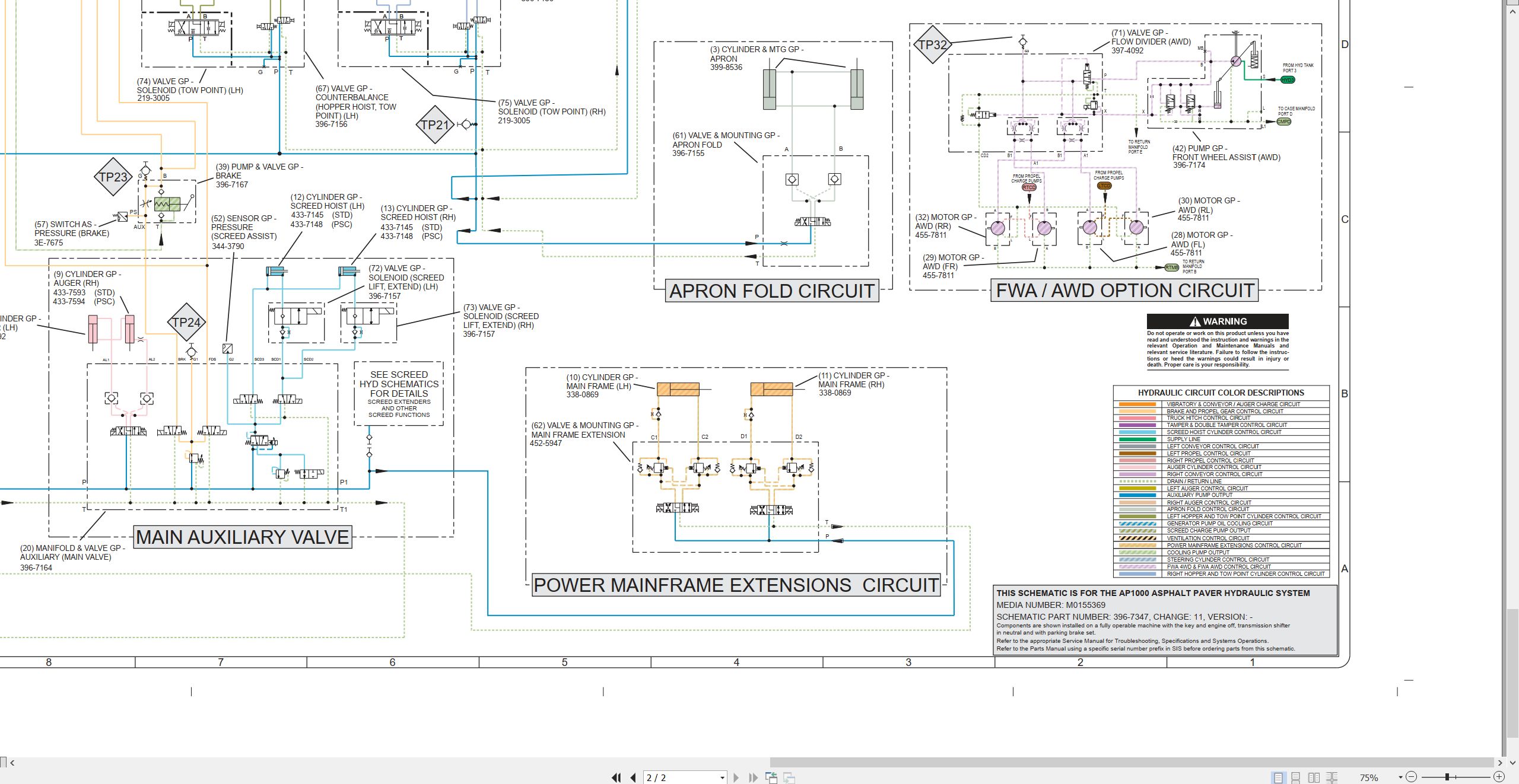 CAT Asphalt Paver AP1000 Electrical Hydraulic Schematic (3)