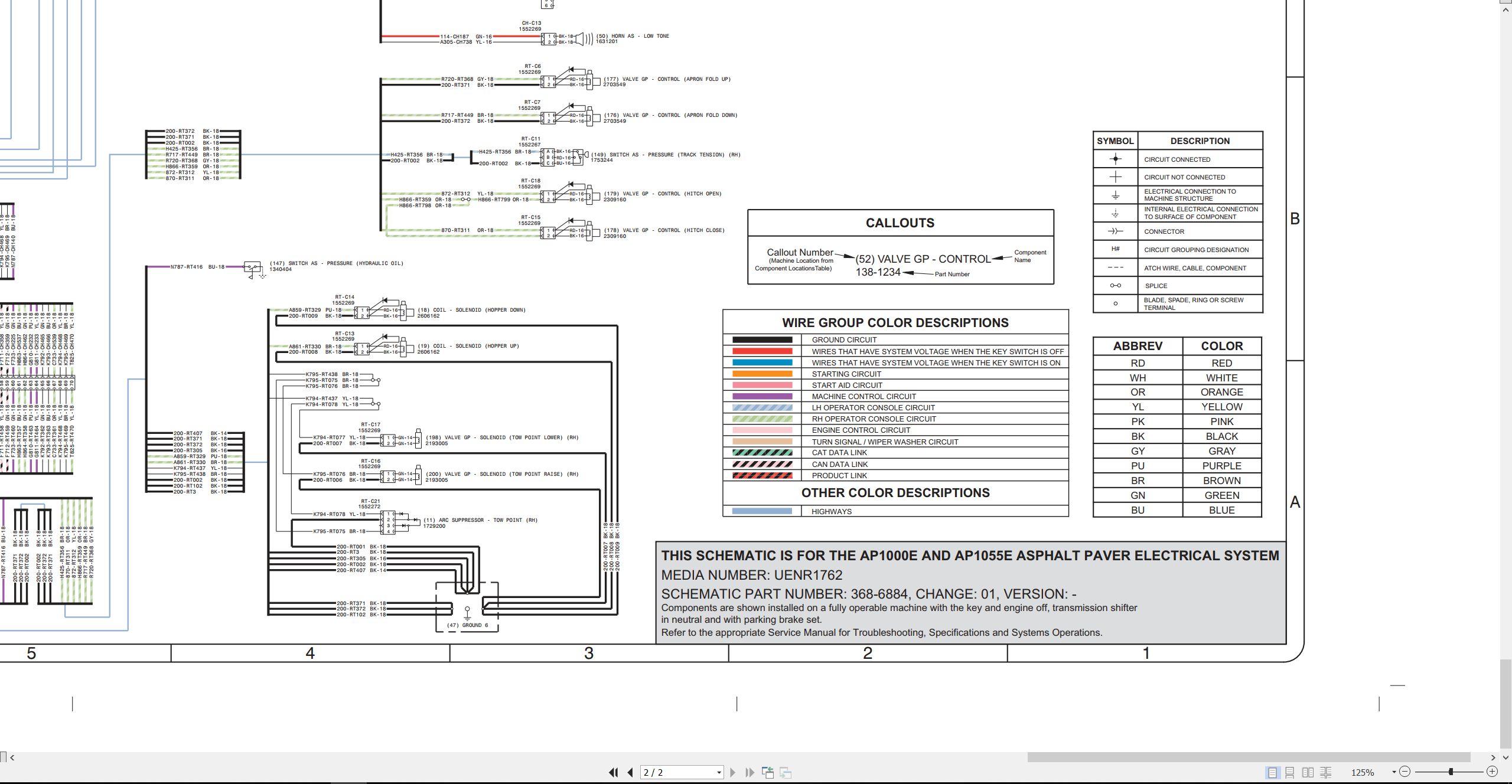CAT Asphalt Paver AP1000E Electrical Hydraulic Schematic (2)