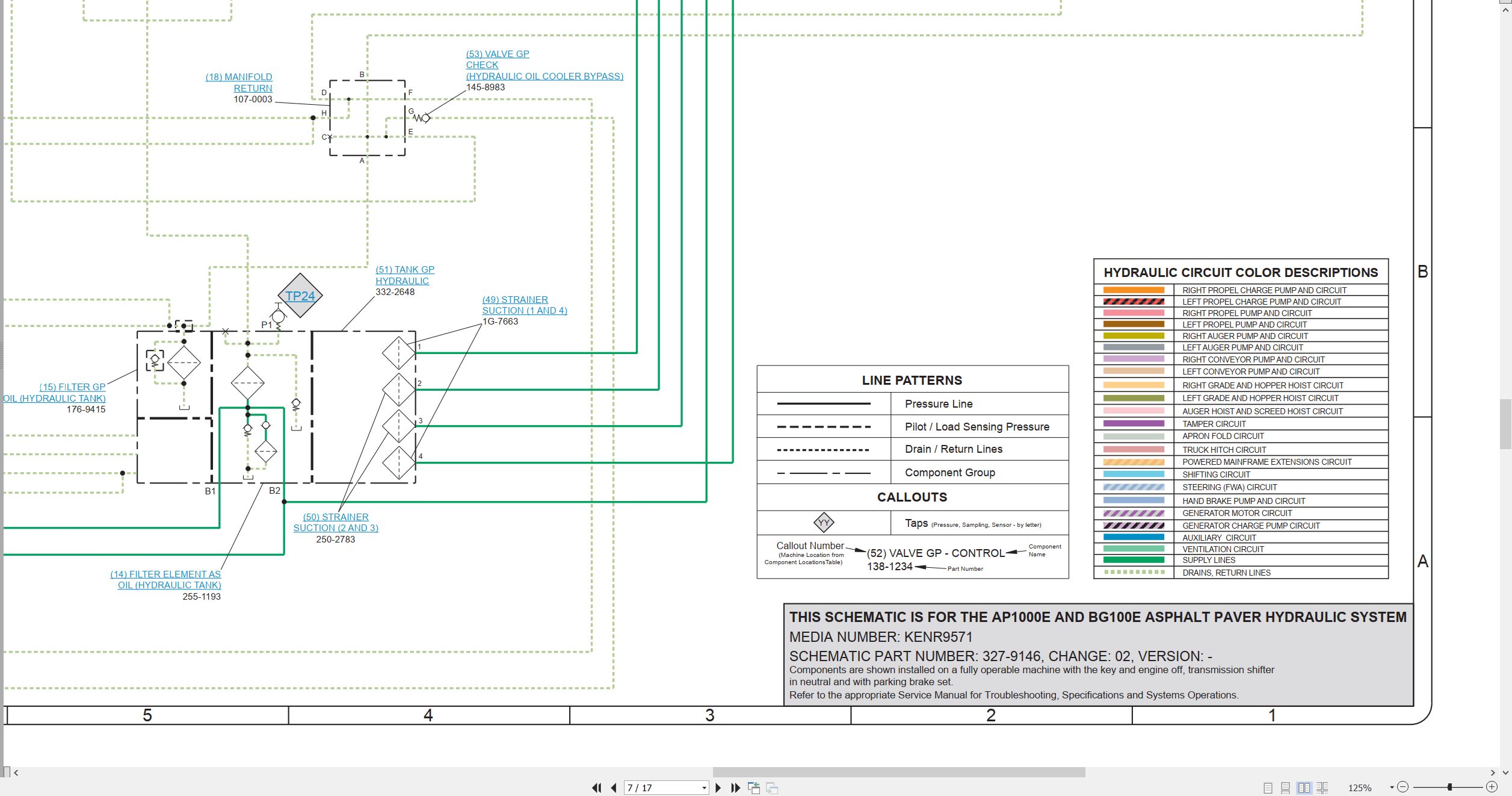CAT Asphalt Paver AP1000E Electrical Hydraulic Schematic (3)