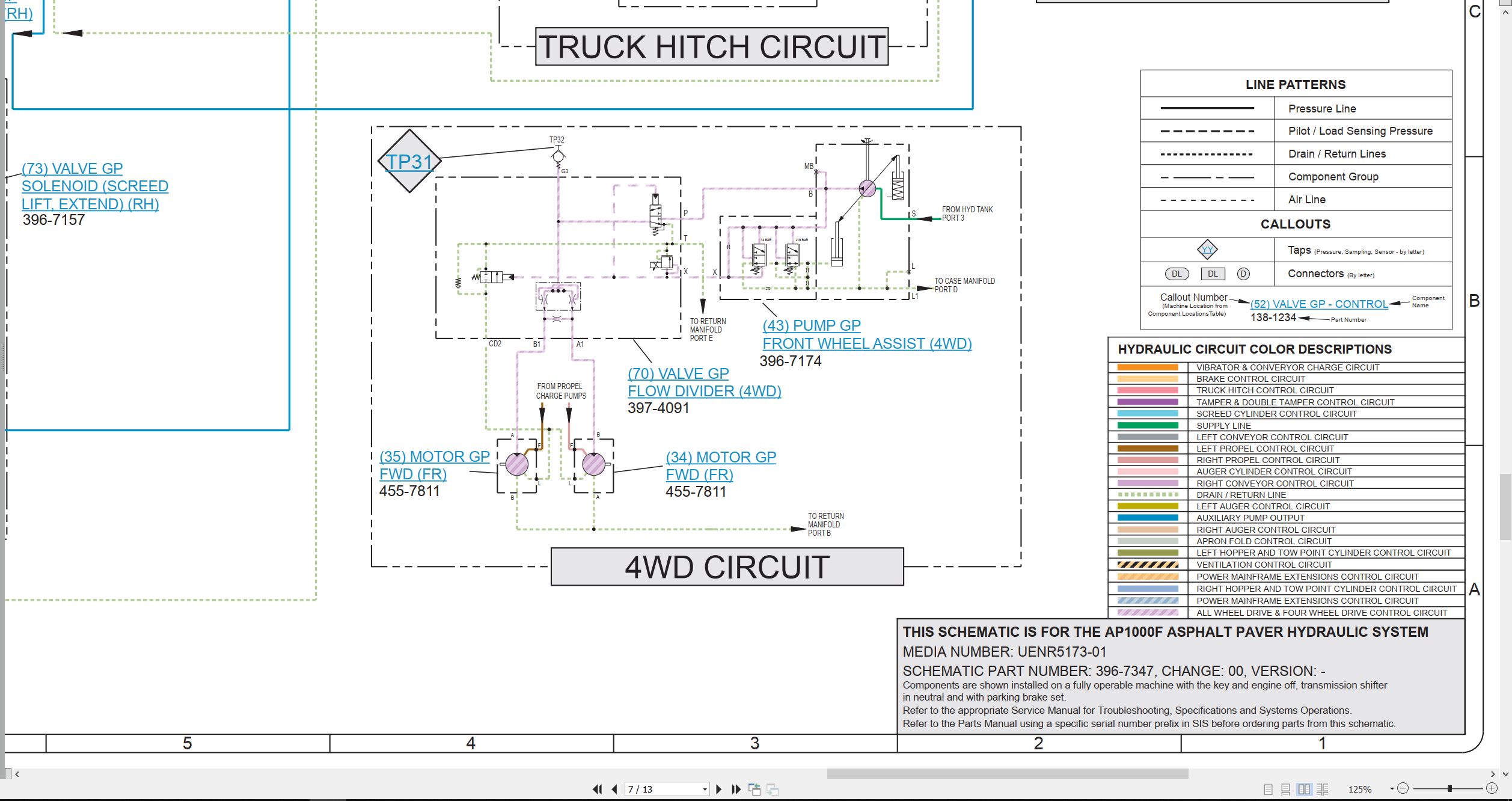 CAT Asphalt Paver AP1000F Electrical Hydraulic Schematic (3)