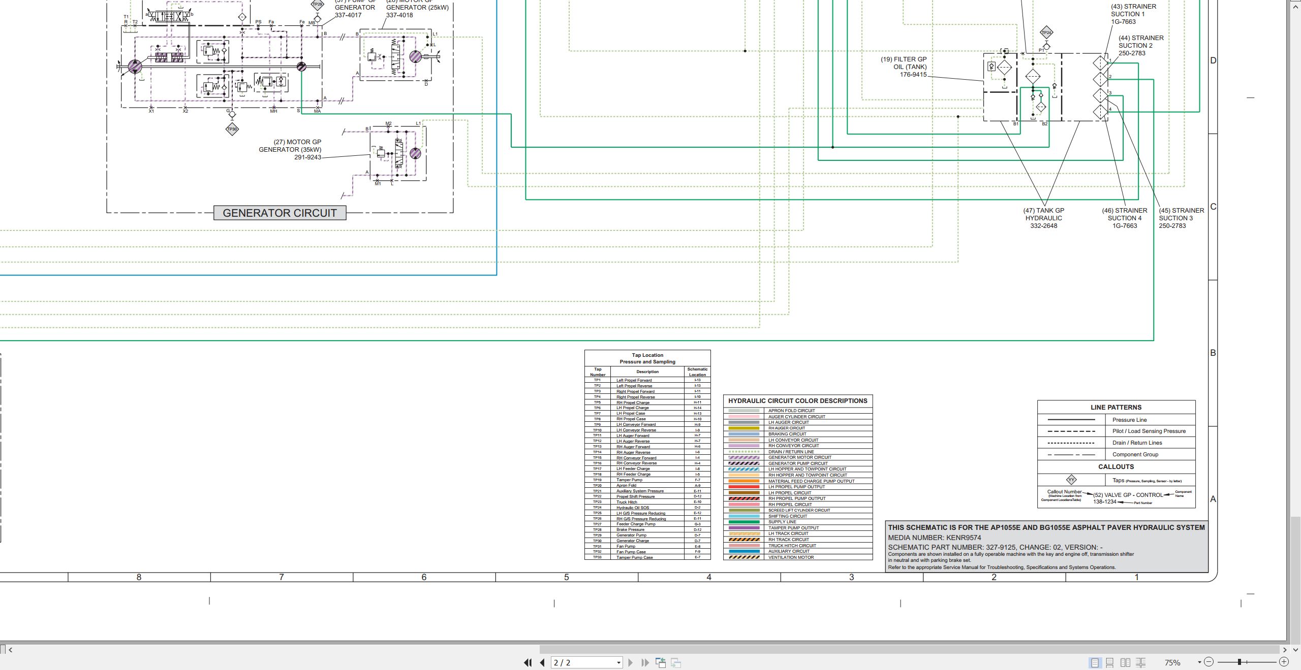 CAT Asphalt Paver AP1055E Electrical Hydraulic Schematic (3)