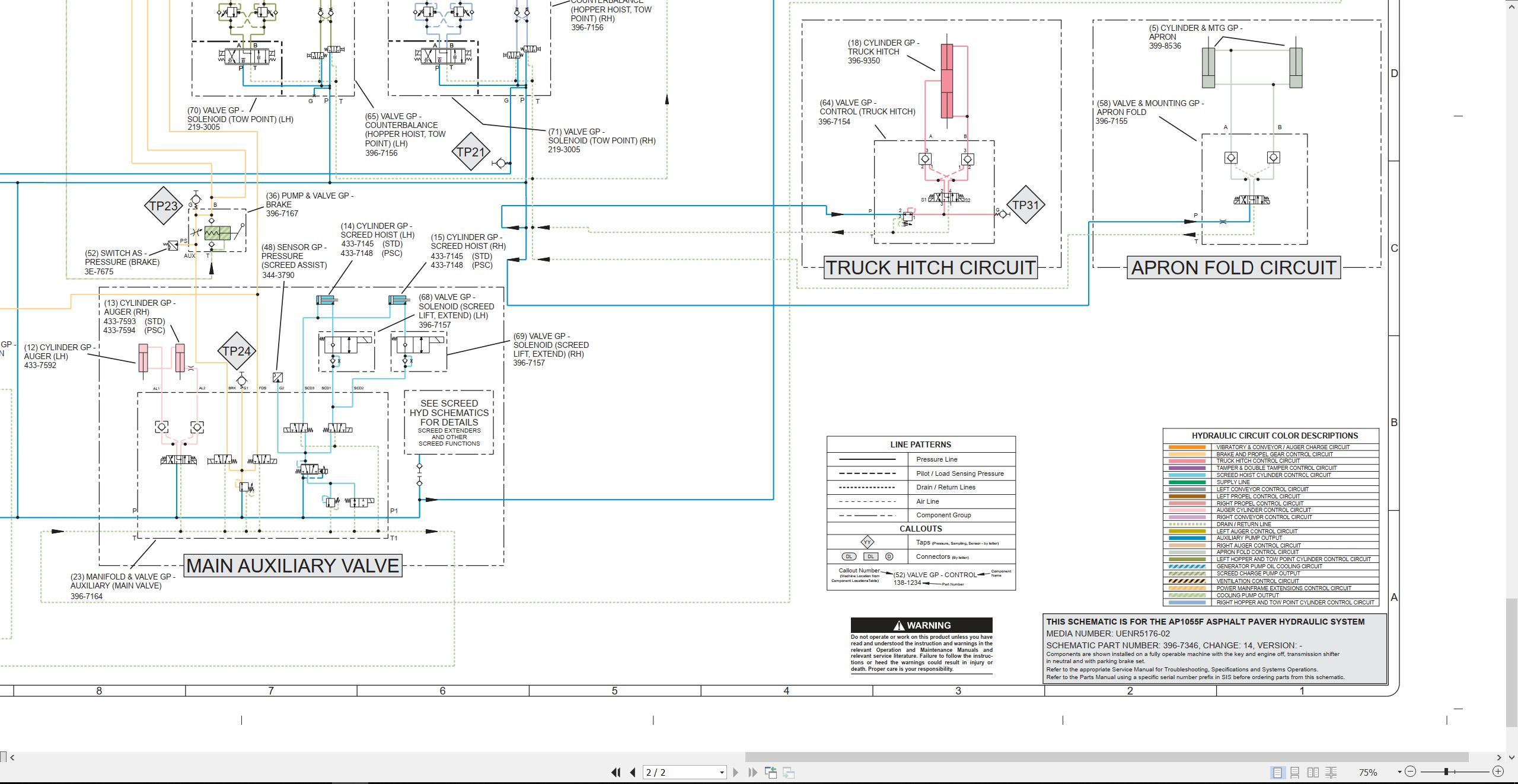 CAT Asphalt Paver AP1055F Electrical Hydraulic Schematic (3)