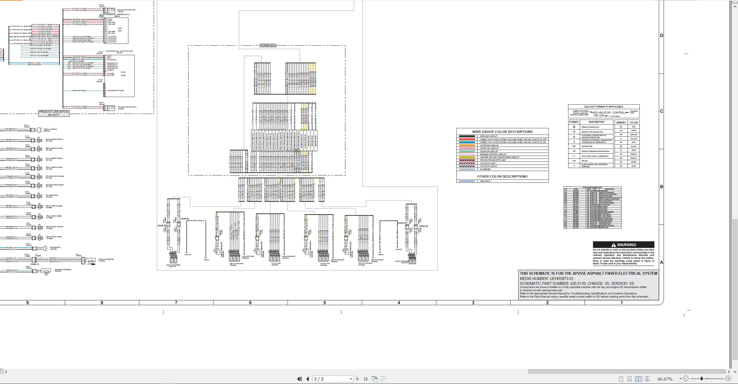 CAT Asphalt Paver AP255E Electrical Hydraulic Schematic (2)