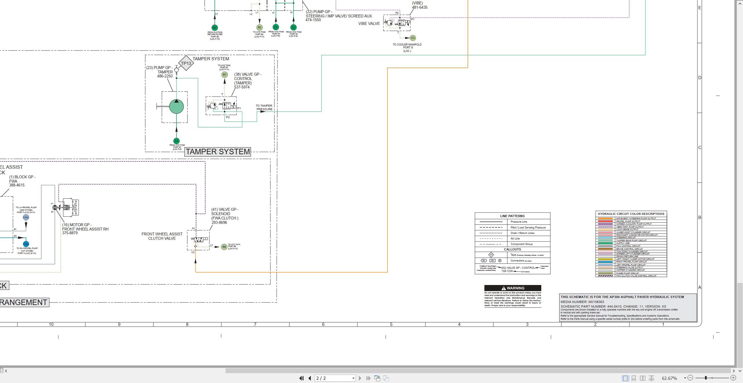 CAT Asphalt Paver AP300 Hydraulic Schematic M0158363 00 2022 (2)
