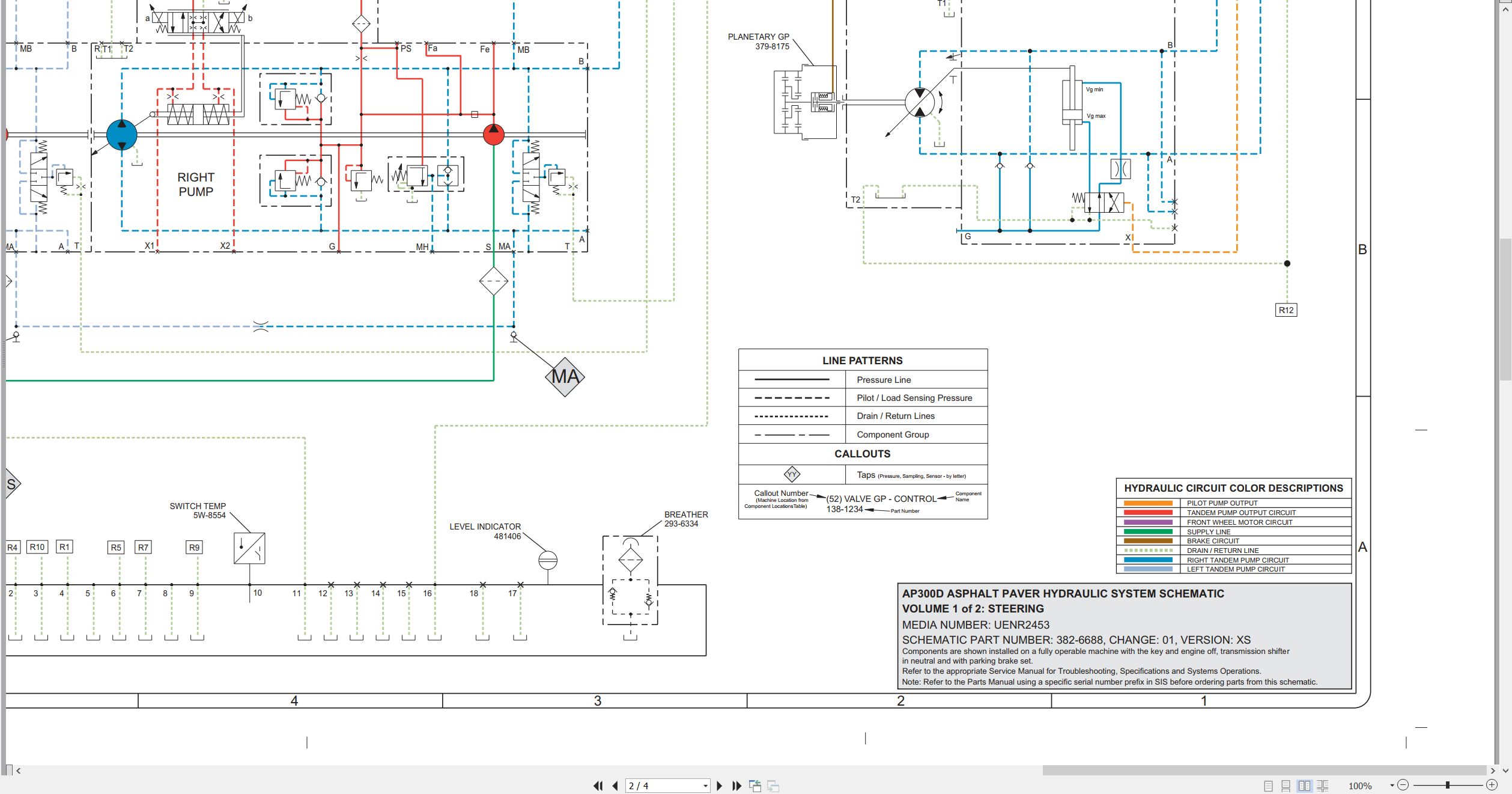 CAT Asphalt Paver AP300D Electrical Hydraulic Schematic (3)
