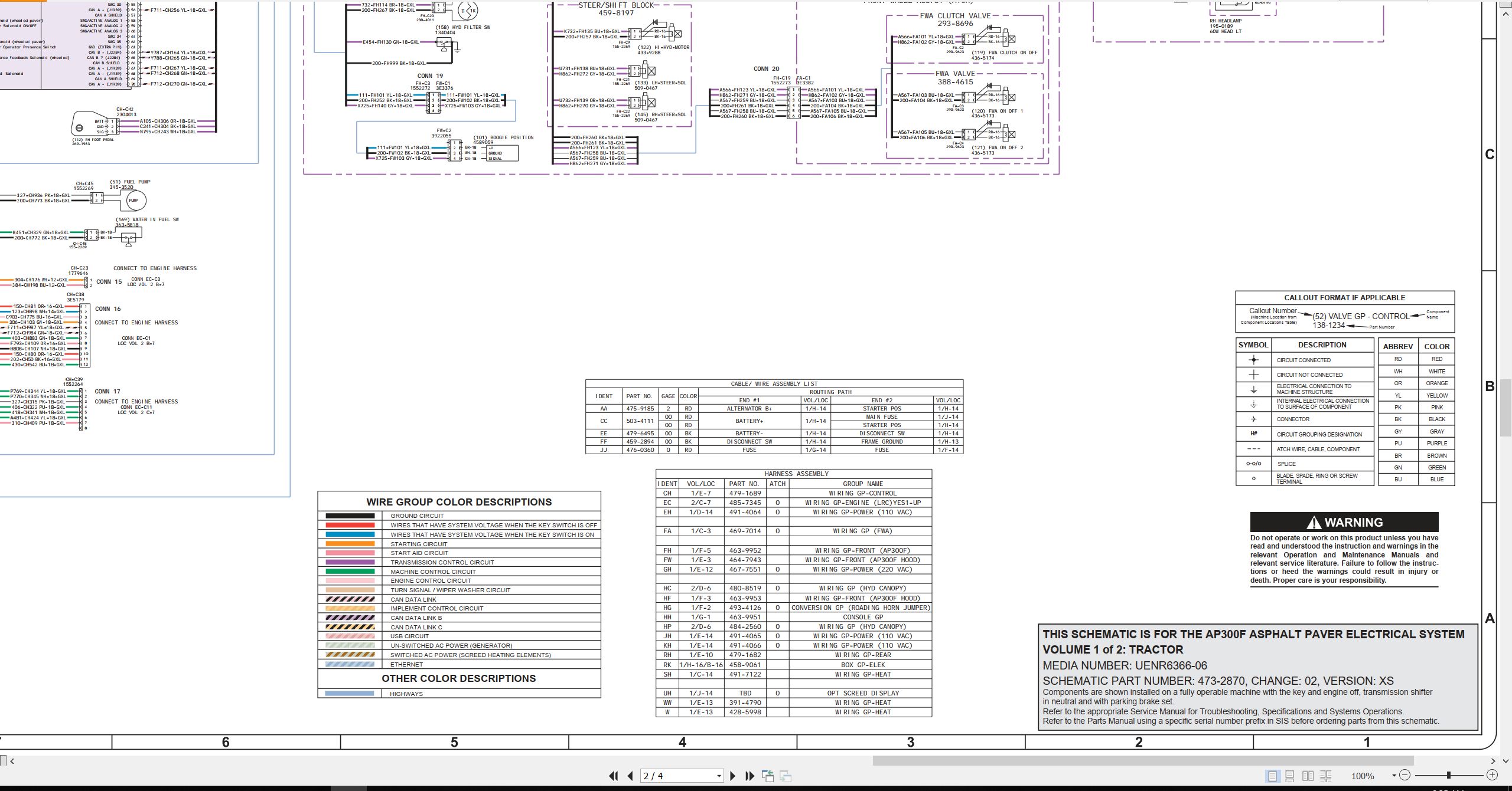 CAT Asphalt Paver AP300F Electrical Hydraulic Schematic (2)