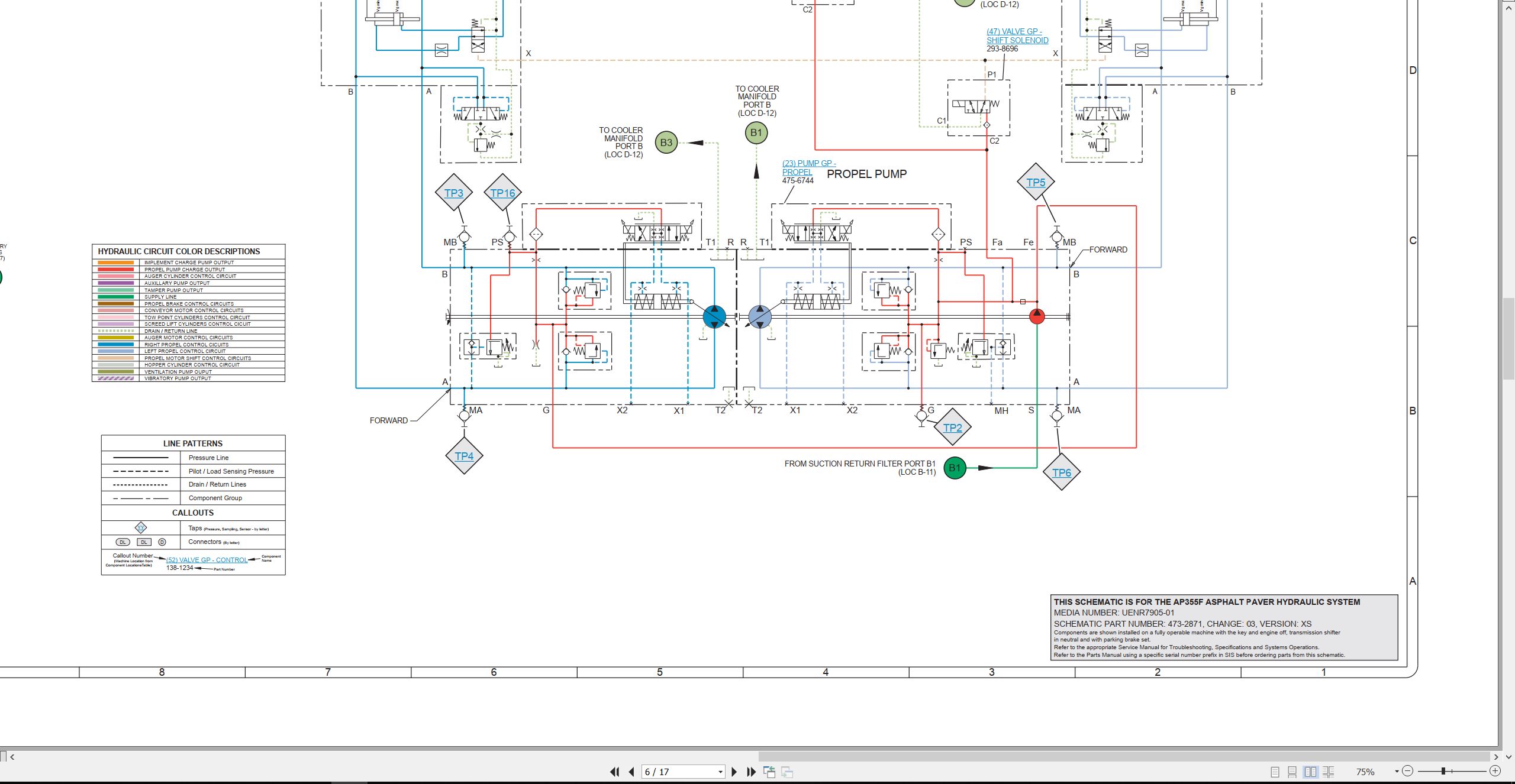CAT Asphalt Paver AP355F Electrical Hydraulic Schematic (3)