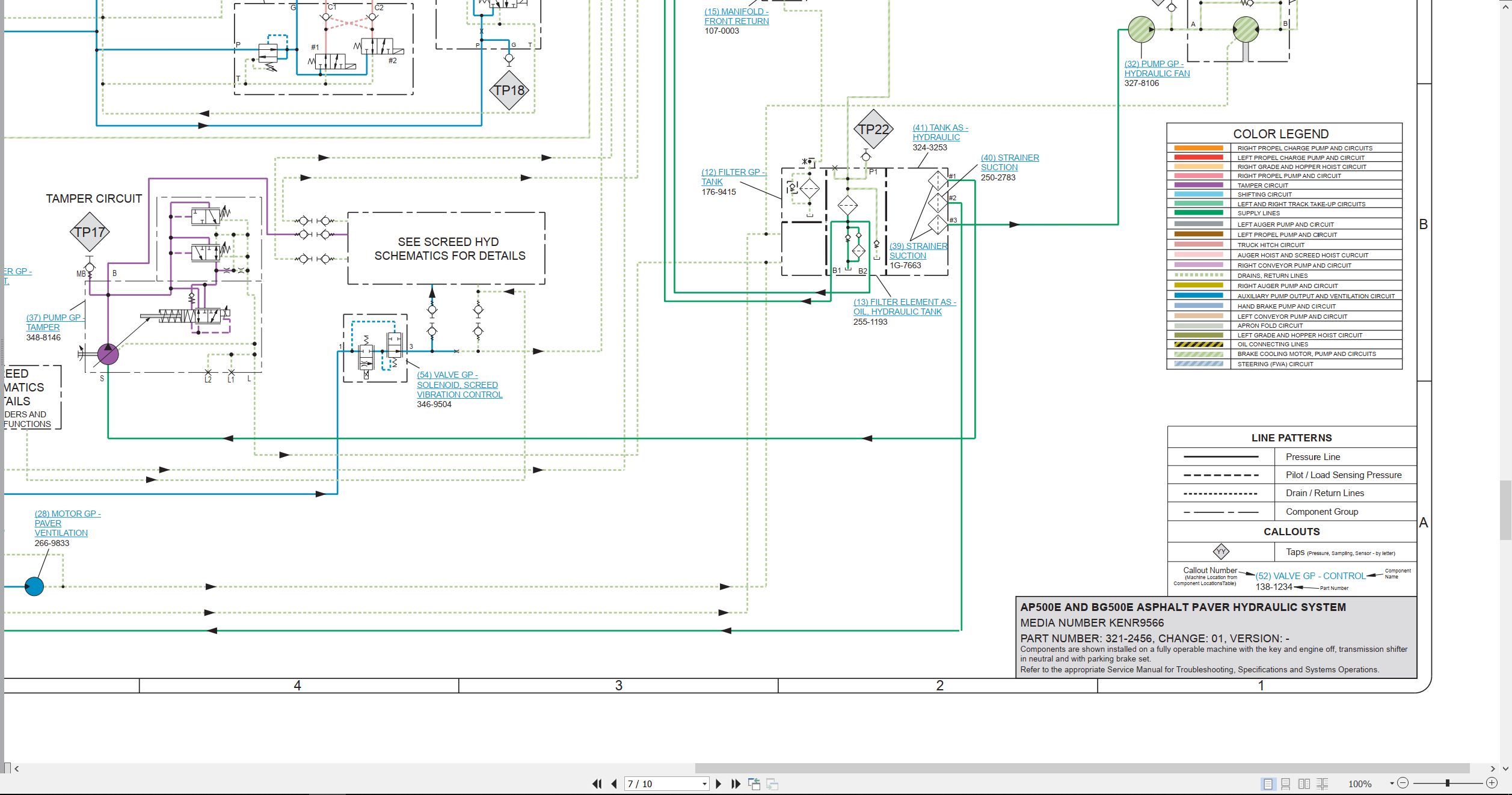 CAT Asphalt Paver AP500E Electrical Hydraulic Schematic (3)