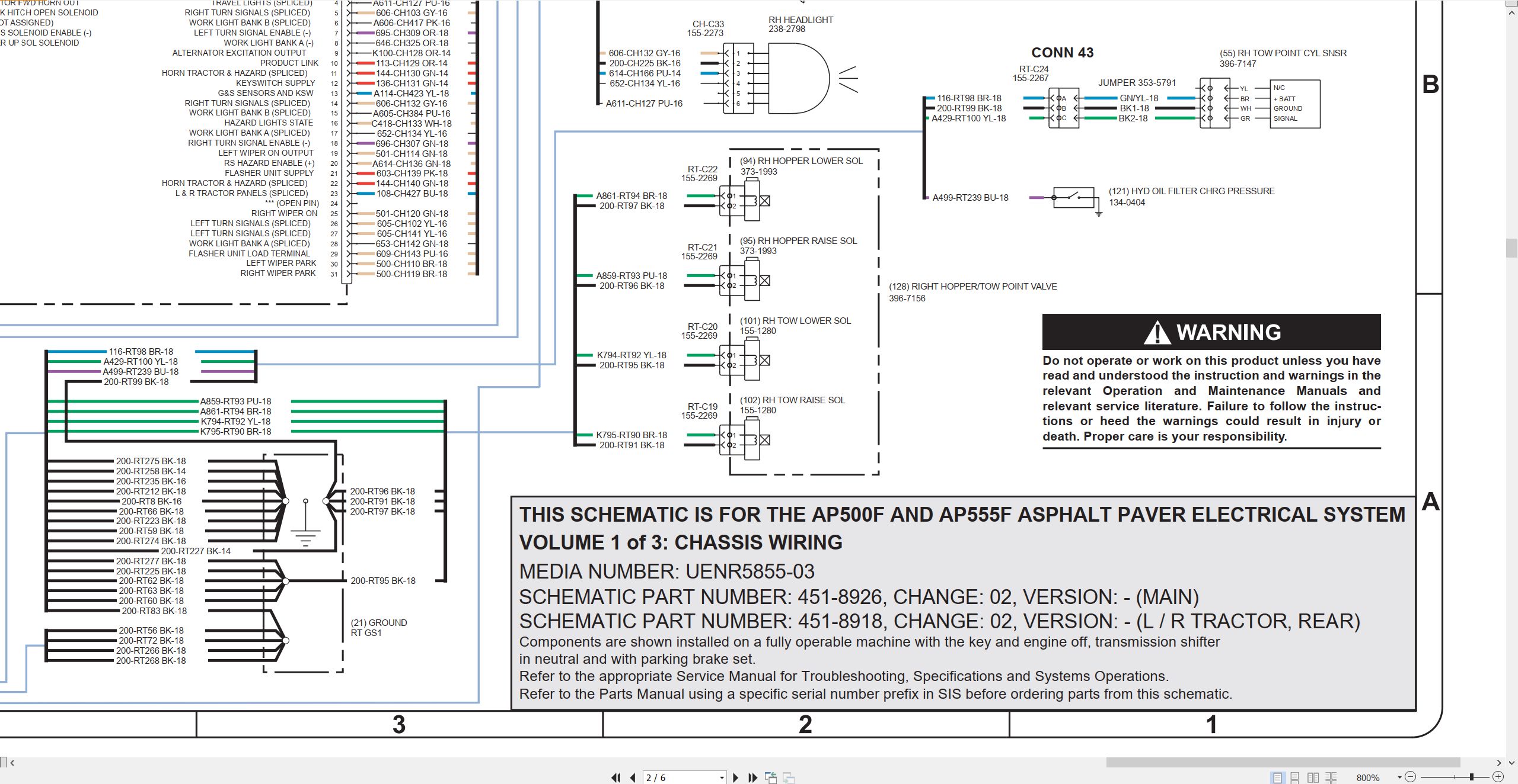 CAT Asphalt Paver AP500F Electrical Hydraulic Schematic (2)