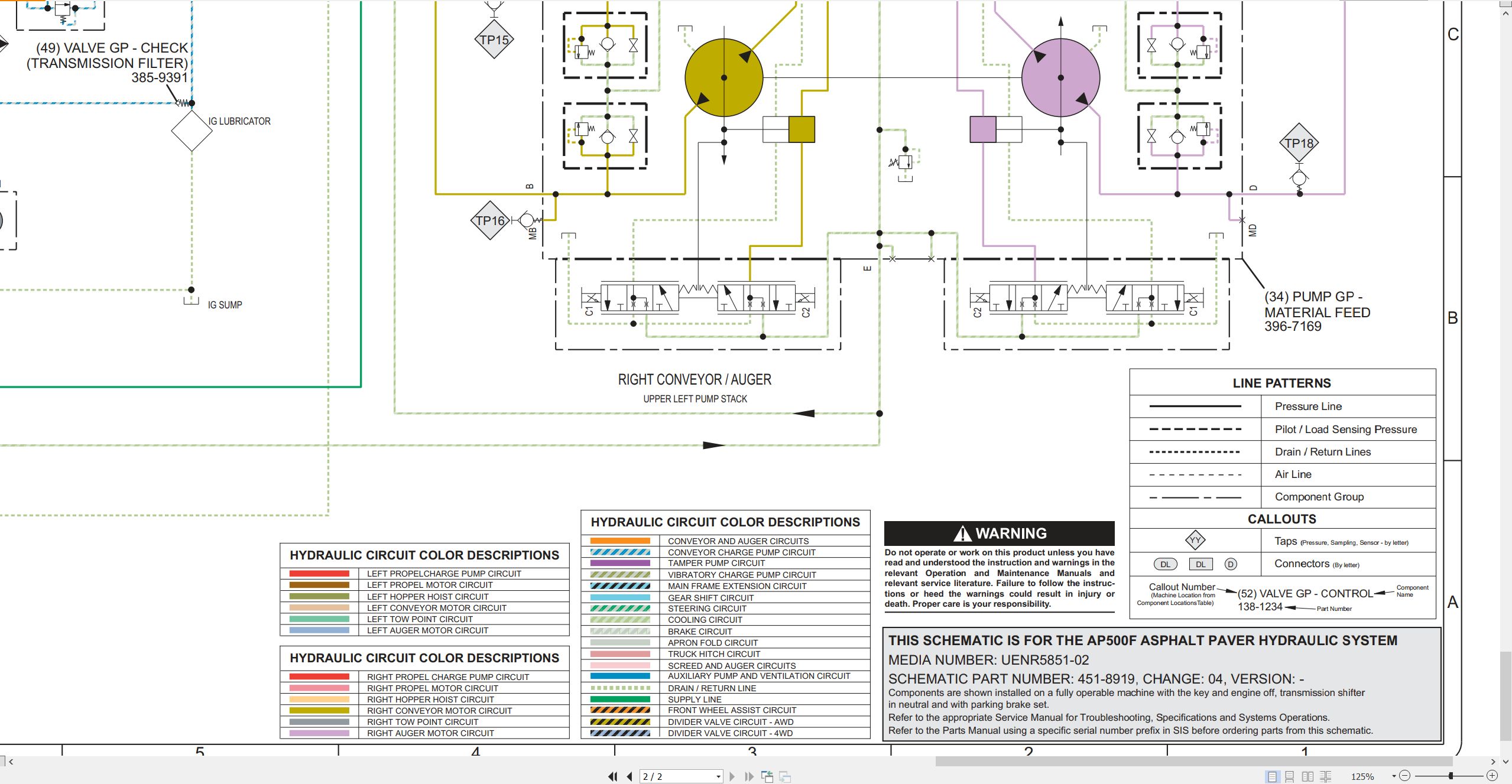 CAT Asphalt Paver AP500F Electrical Hydraulic Schematic (3)