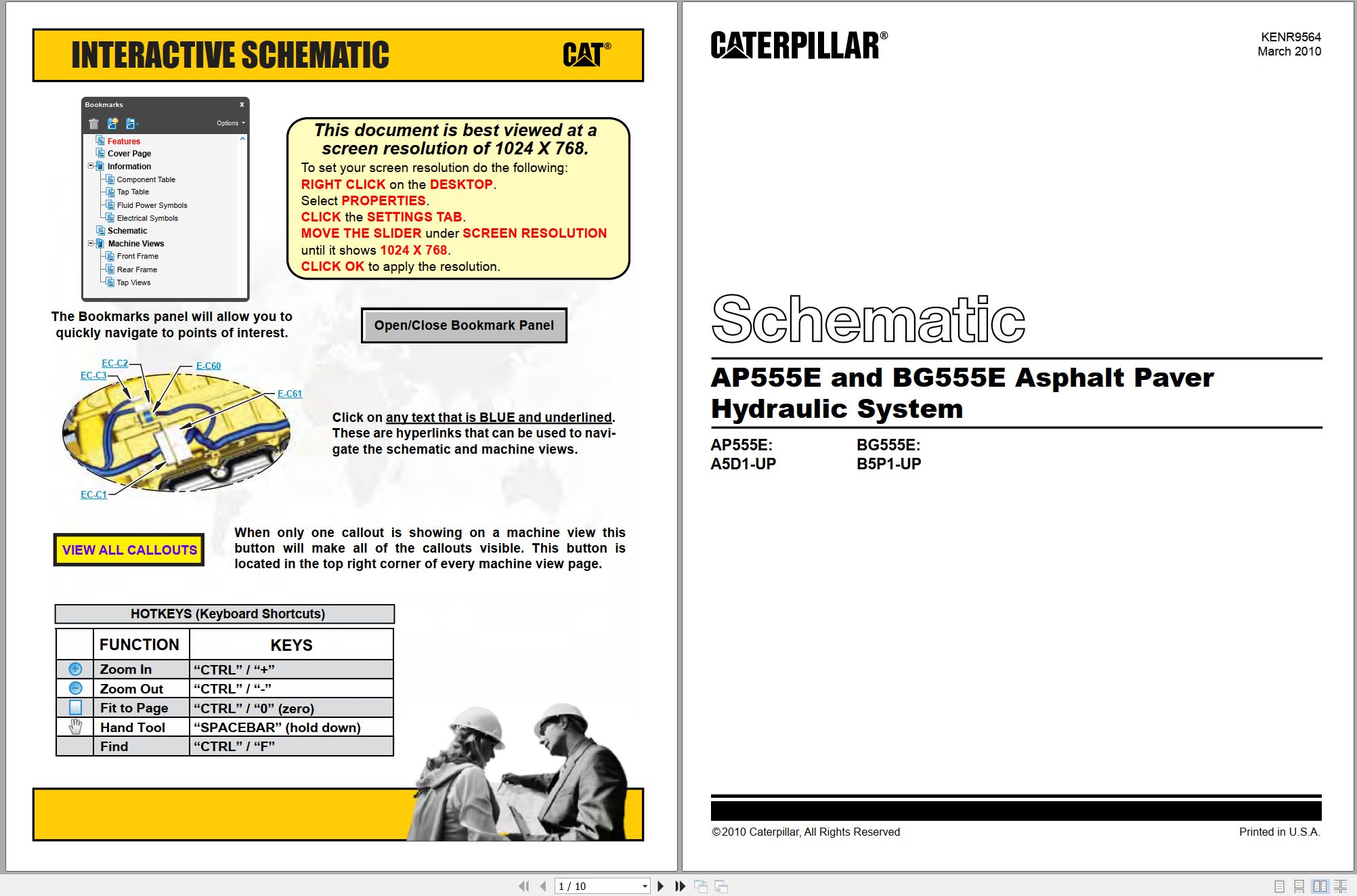 CAT Asphalt Paver AP555E BG555E Hydraulic Schematic KENR9564 00 2010 (1)