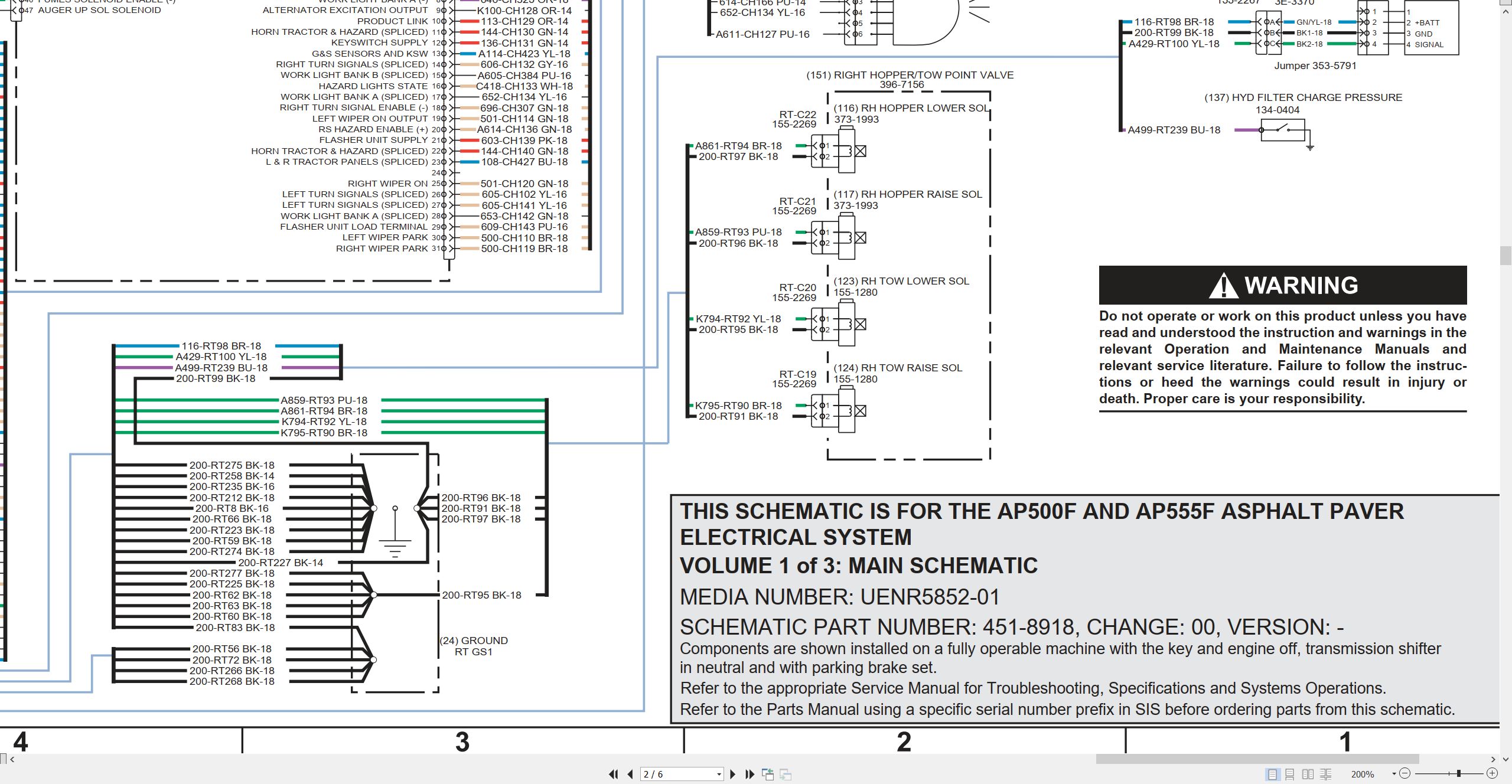 CAT Asphalt Paver AP555F Electrical Hydraulic Schematic (2)