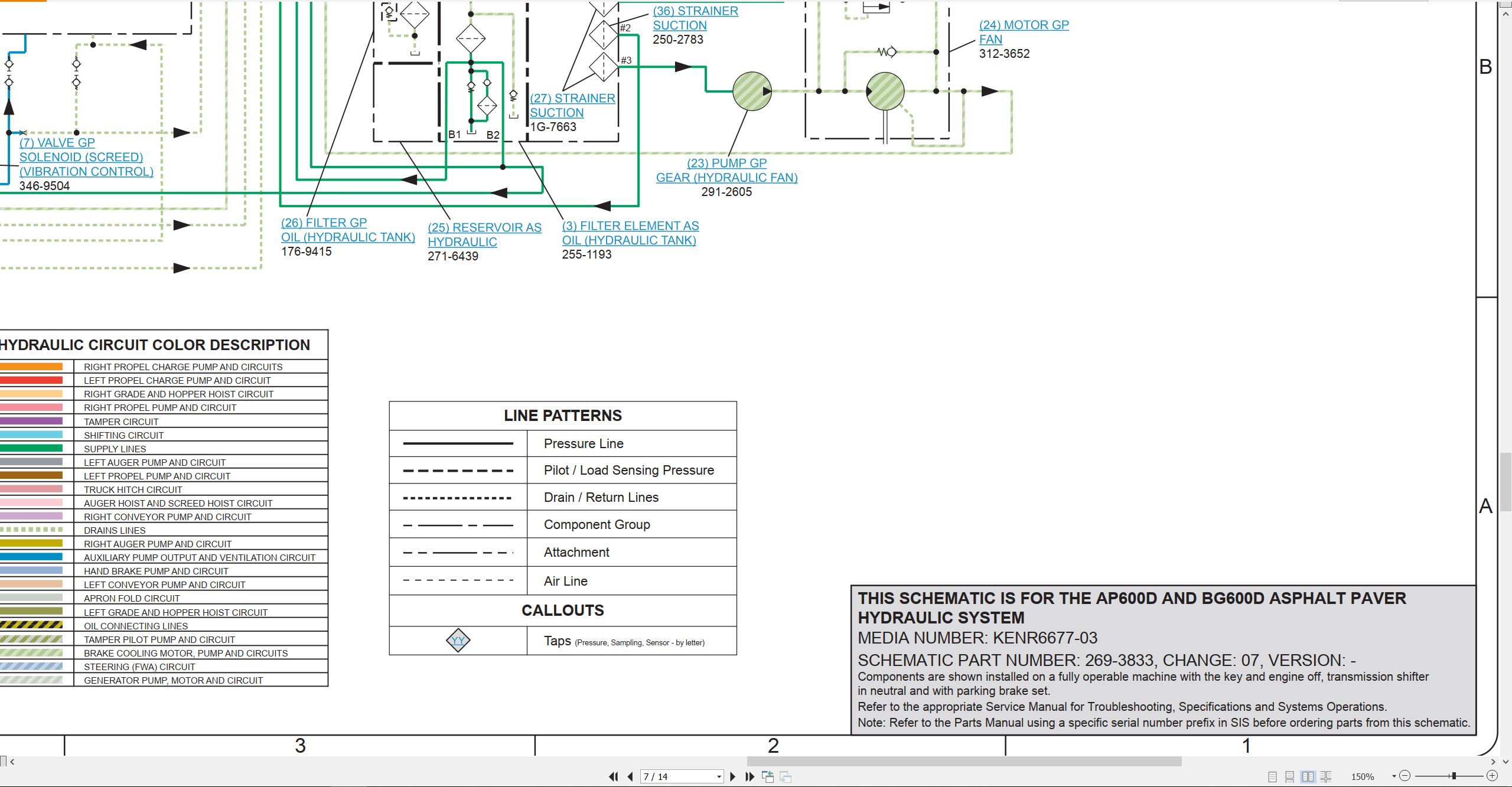 CAT Asphalt Paver AP600D BG600D Hydraulic Schematic KENR6677 03 2014 (2)