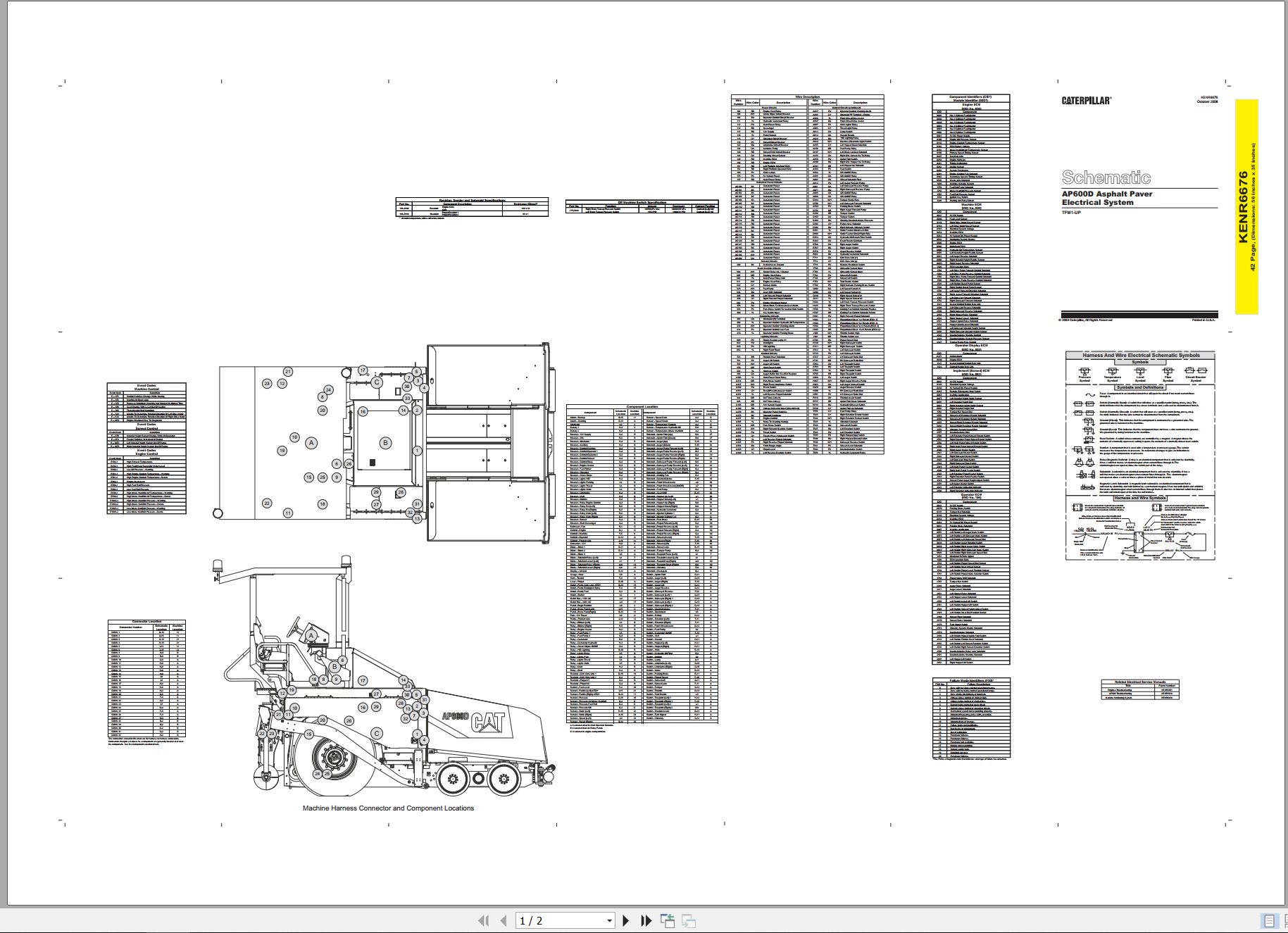 CAT Asphalt Paver AP600D Electrical Hydraulic Schematic (1)