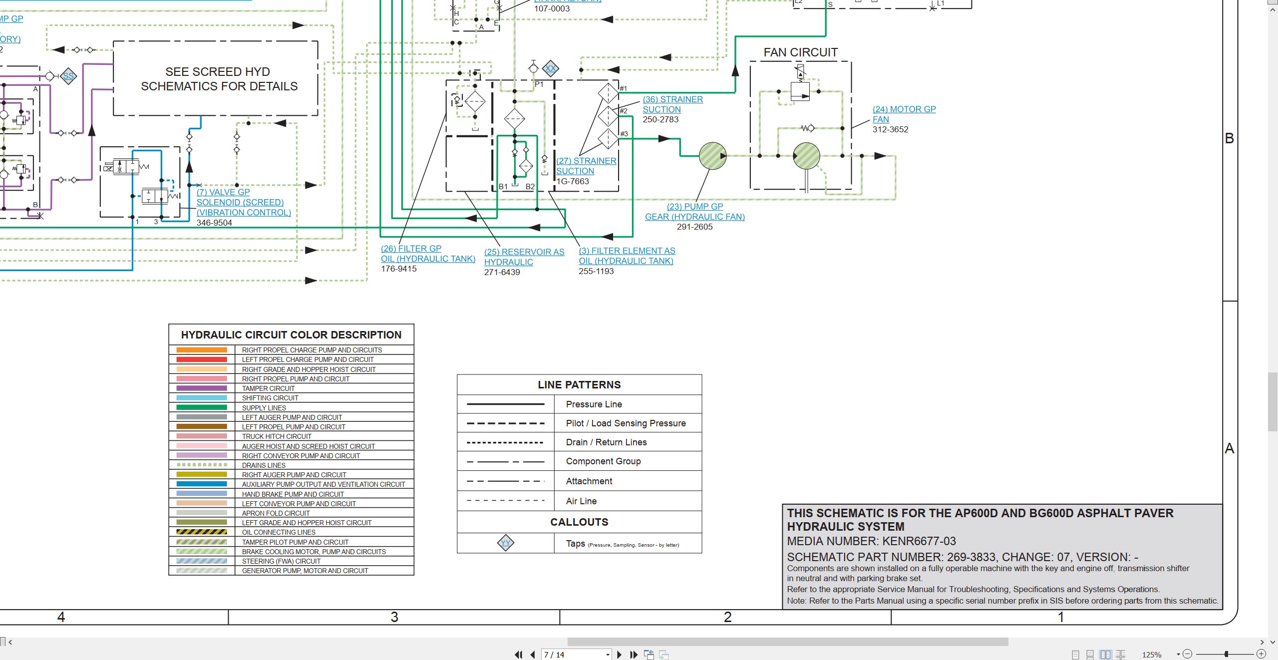 CAT Asphalt Paver AP600D Electrical Hydraulic Schematic (3)