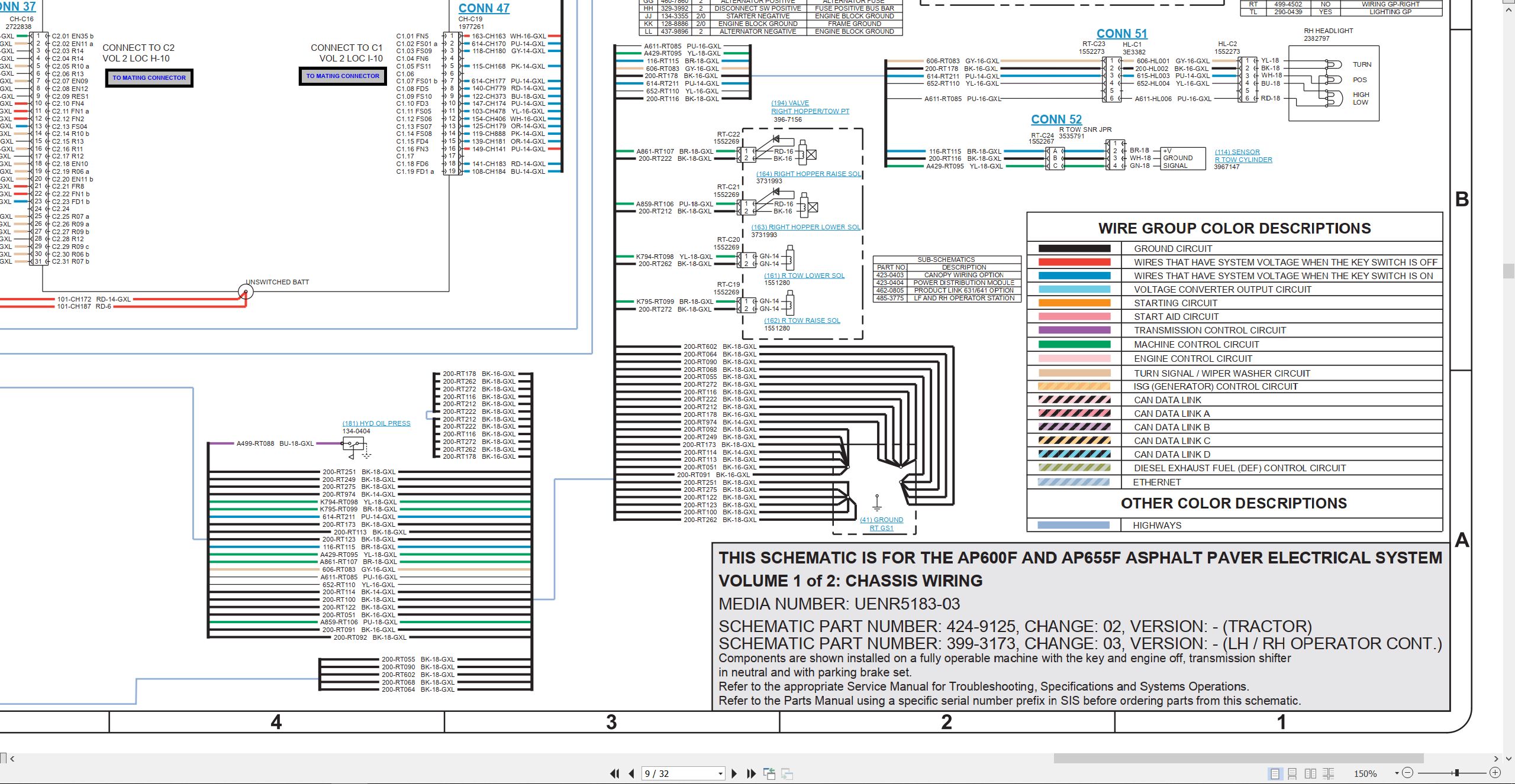 CAT Asphalt Paver AP600F Electrical Hydraulic Schematic (2)